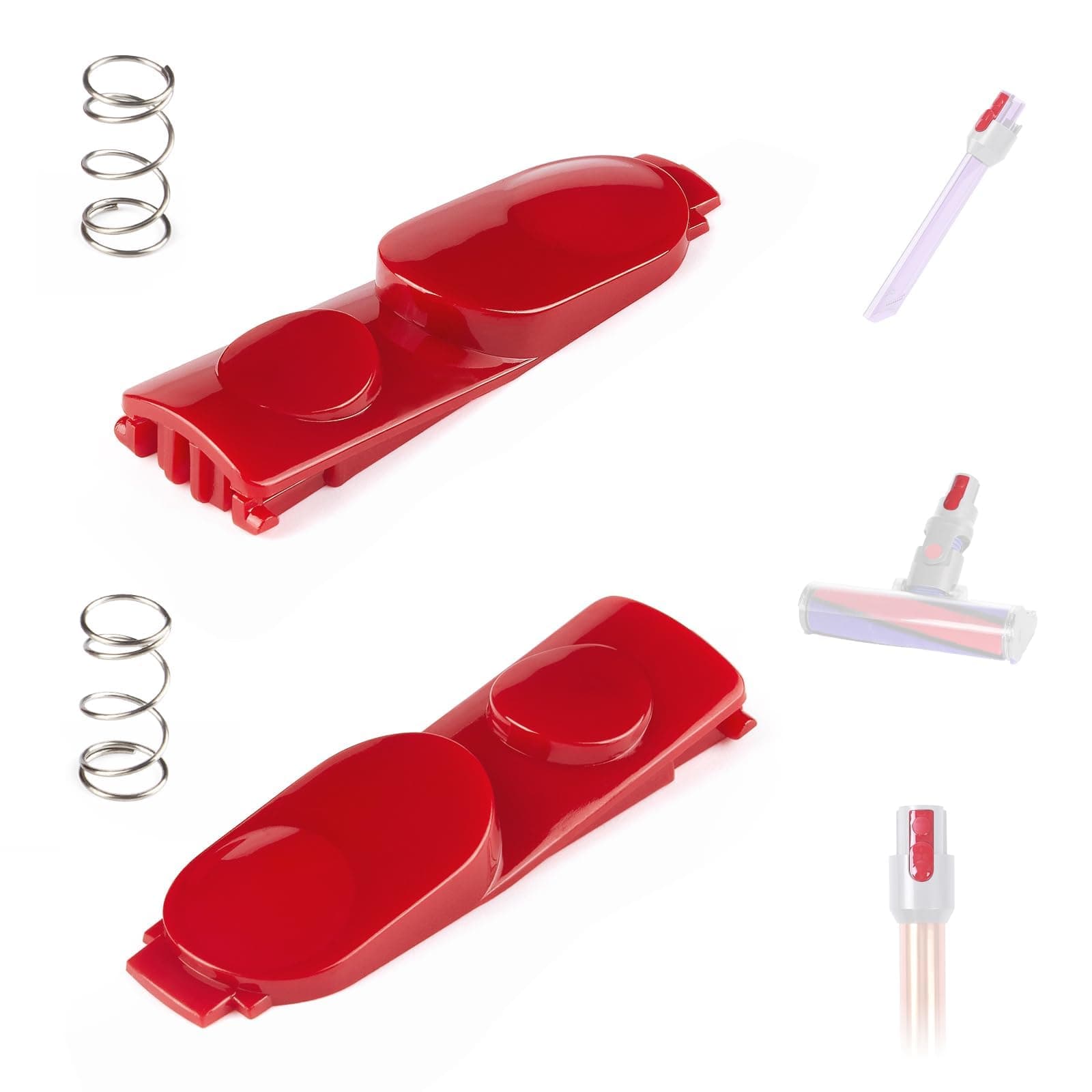 TERRIFI 2 Pack Wand Tube Cleaner Head Clip Latch Tab Button Compatible with Dyson V7 V8 V10 V11 V15 Vacuum Cleaner, Durable Wand Replacement, Illumination Tool Button with Spring Mechanism