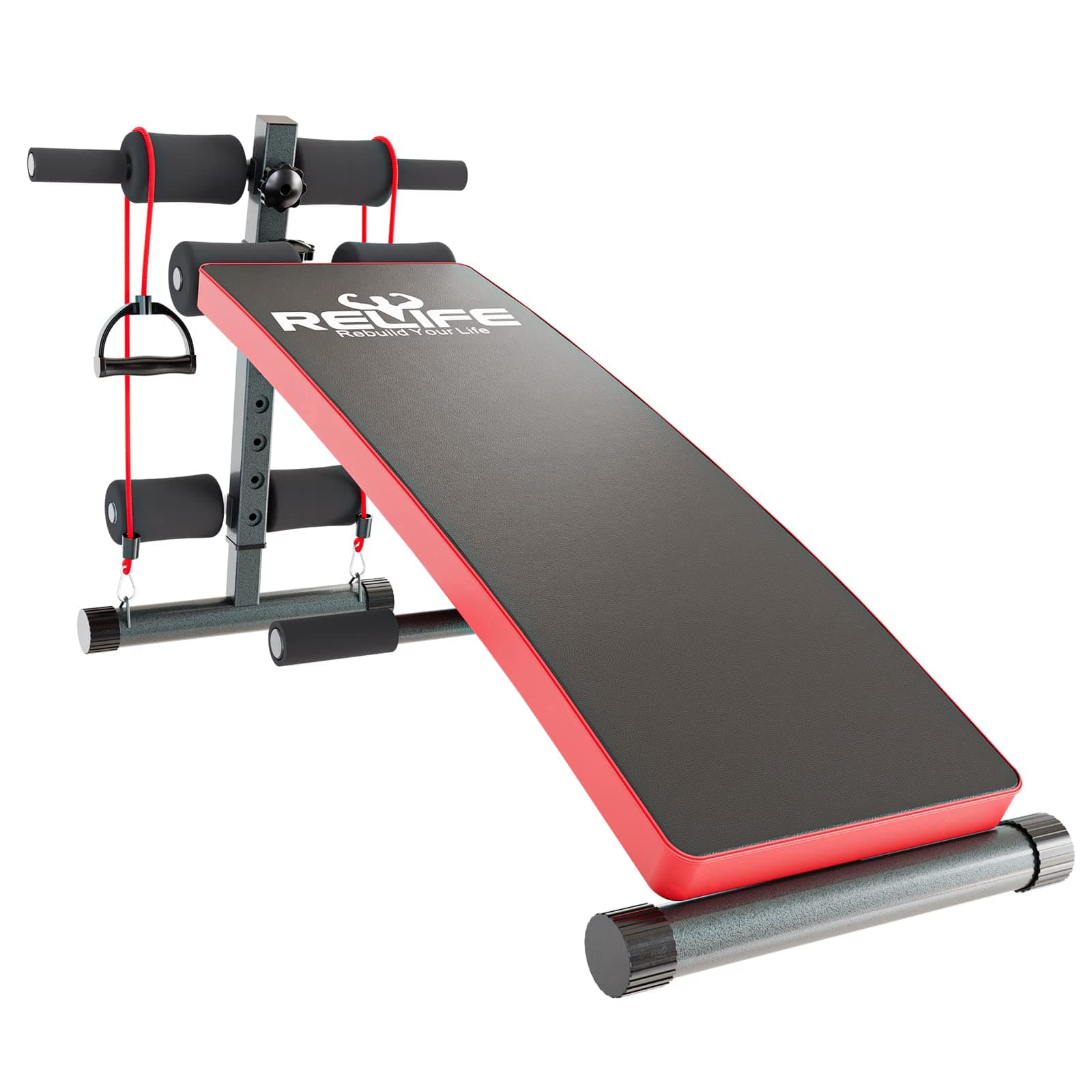 RELIFE REBUILD YOUR LIFE Sit Up Bench Adjustable Workout Foldable Bench Fitness Equipment for Home Gym Ab Exercises New Version