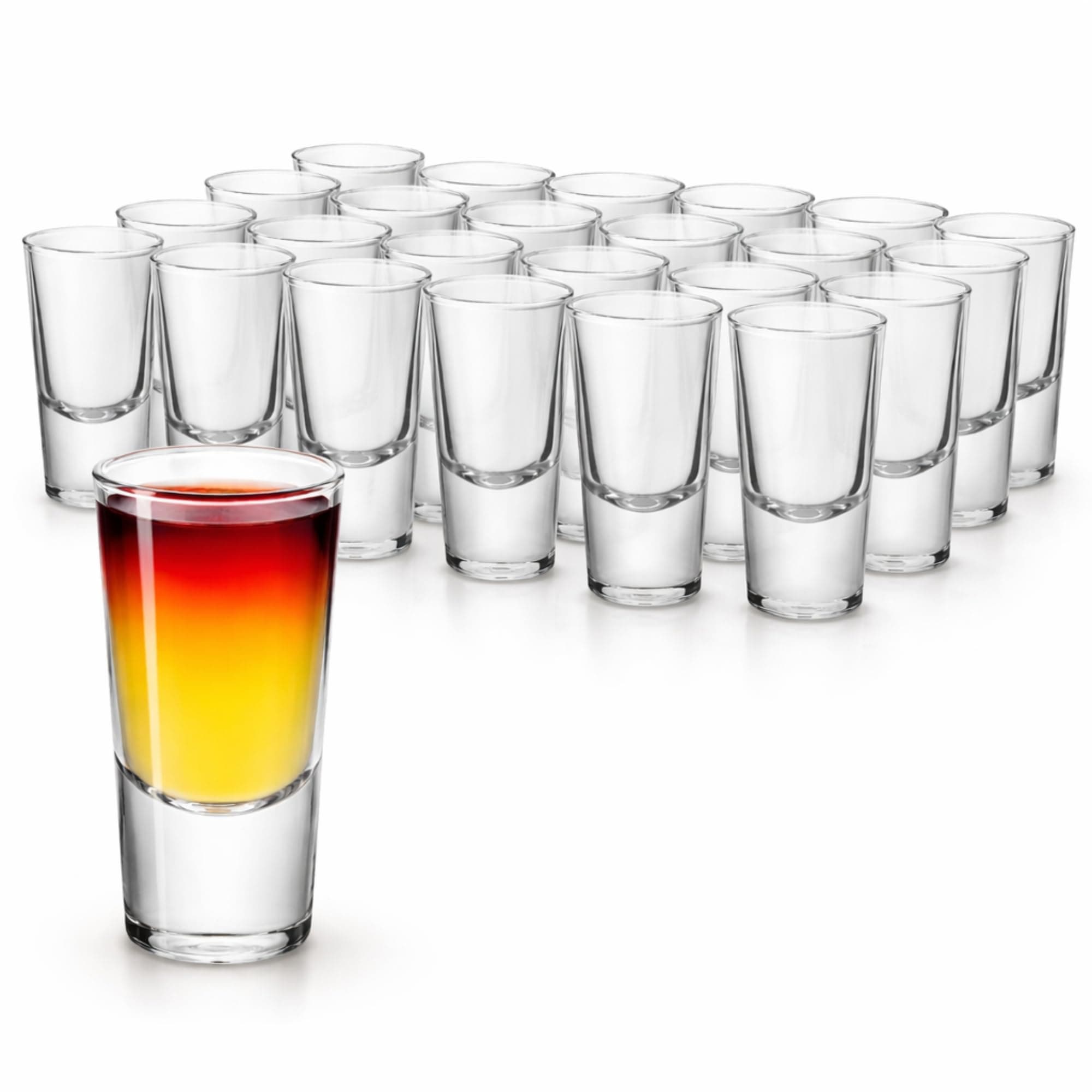 Utopia Shooter Glasses – Pack of 25, 1 oz / 25 ml Clear Stackable Shot Glasses, Classic Barware Design, Dishwasher Safe, Commercial & Home Use