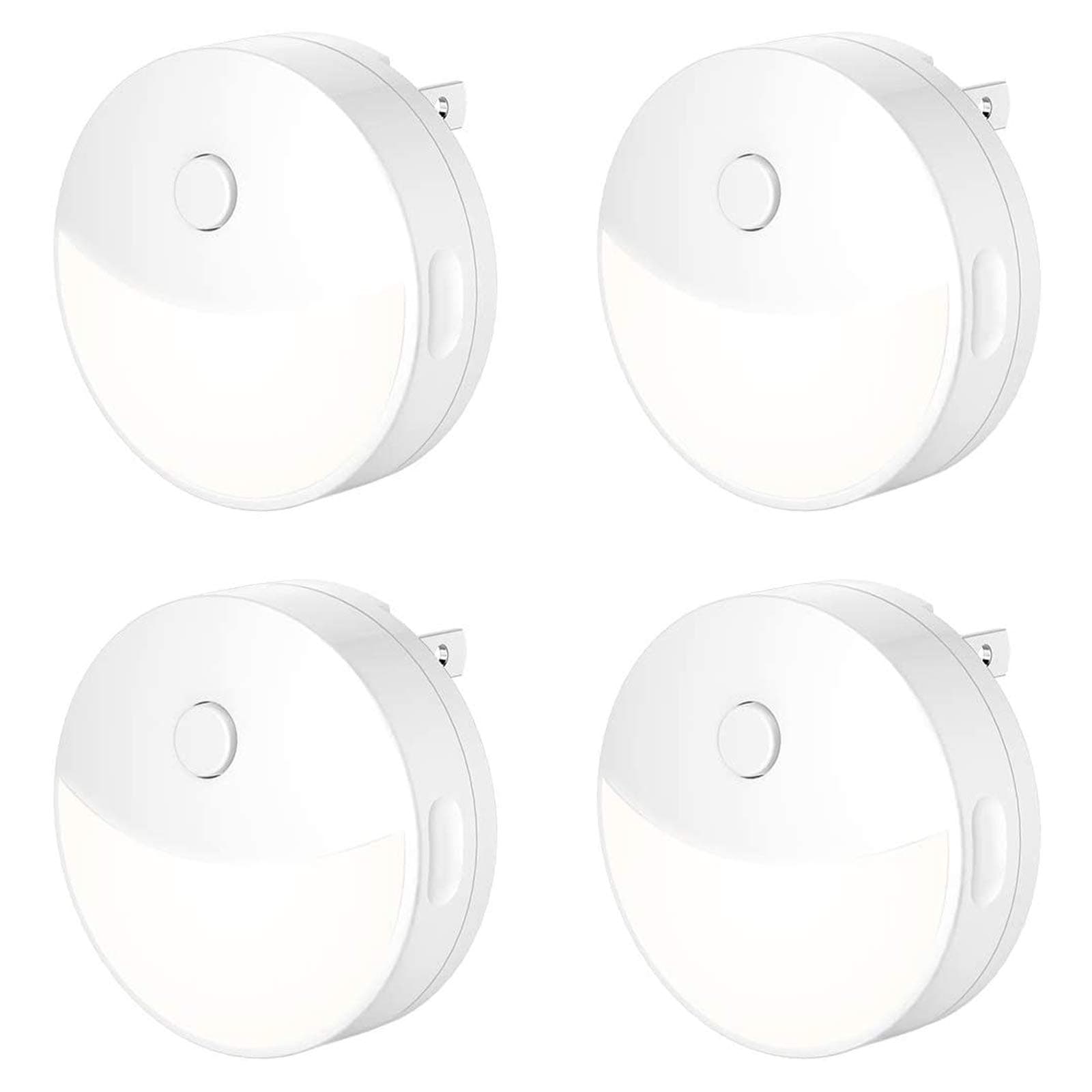 Briignite Night Light with Switch, Plug in LED Nightlights Manual On/Off, Warm White, 0.2W Energy Efficient Compact Night Light Lamp for Bedroom, Kids Room, Hallway, Kitchen, Stairs, 4 Pack