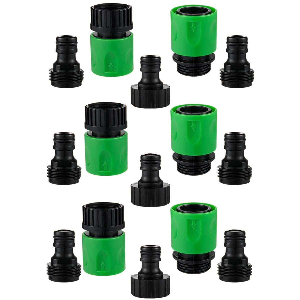 Hose Quick Connectors, Garden Plastic Water Hose Quick Connect Male and Female 3/4" US Thread Fitting Kit for Garden Hose, Sprinkler and Nozzle (3 Sets)
