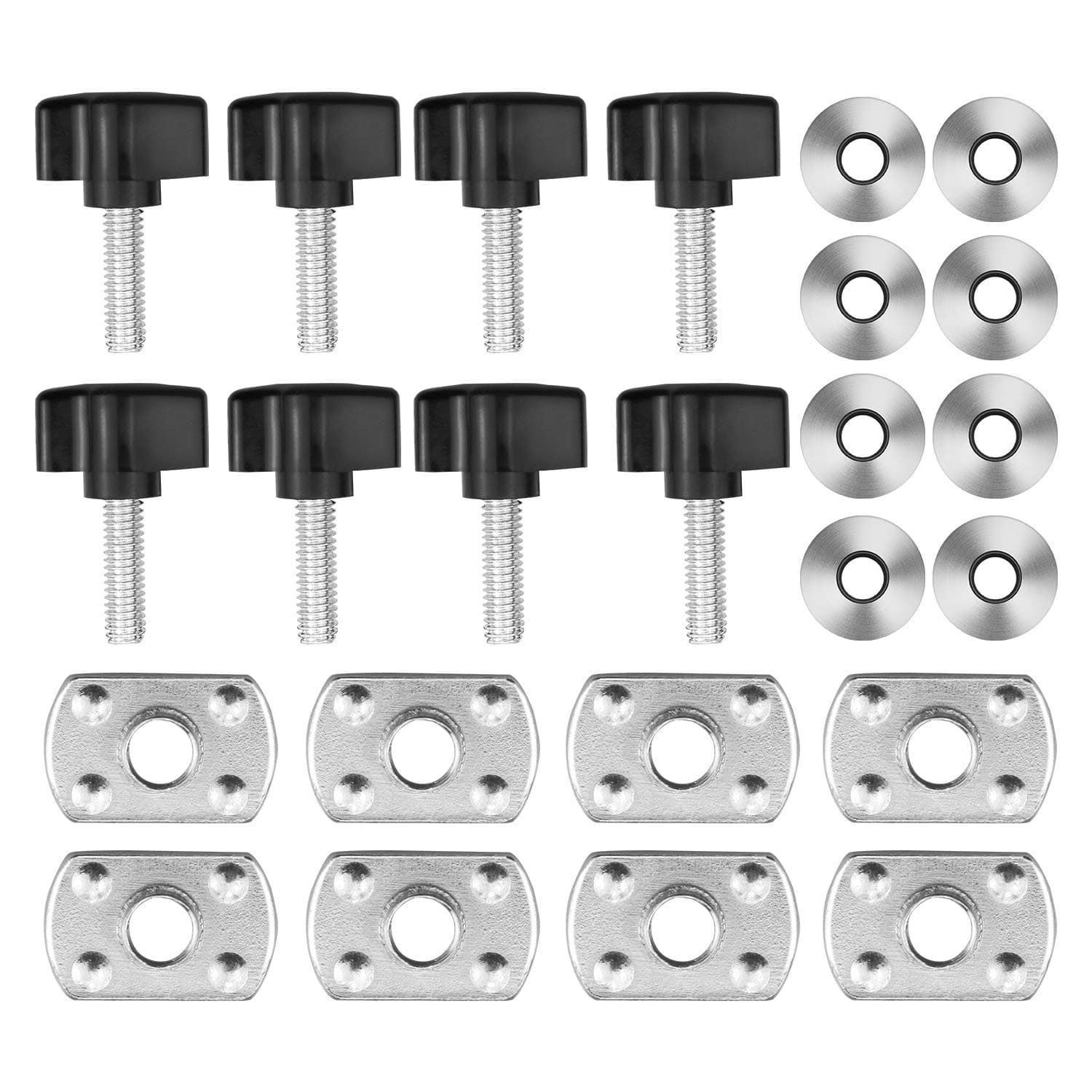 Universal Hard Top Quick Removal Fastener Thumb Screw and Nut Kit for 1995-2017 Jeep Wrangler YJ TJ JK JKU Sports Sahara Freedom Rubicon X & Unlimited X 2 Door 4 Door (Black)