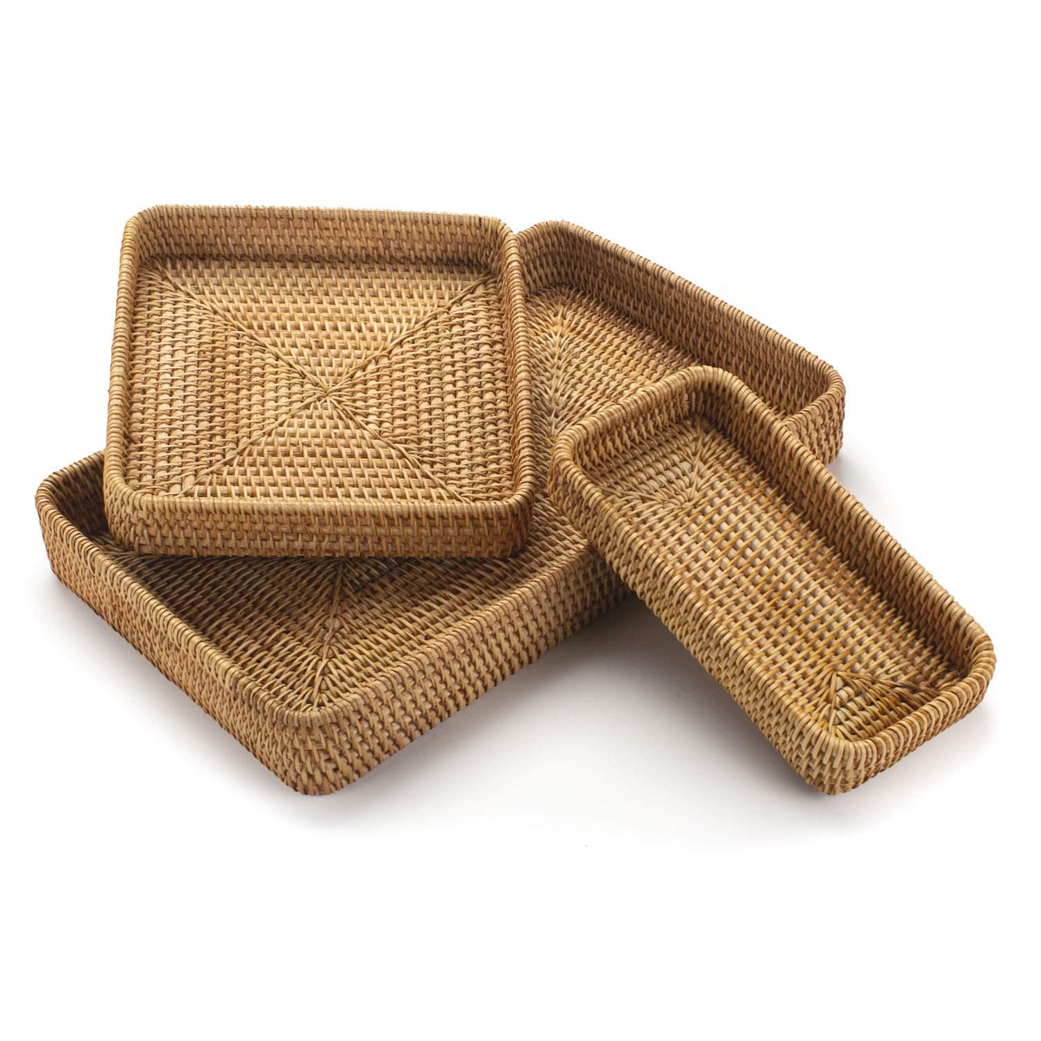 Rattan Tray Baskets Set