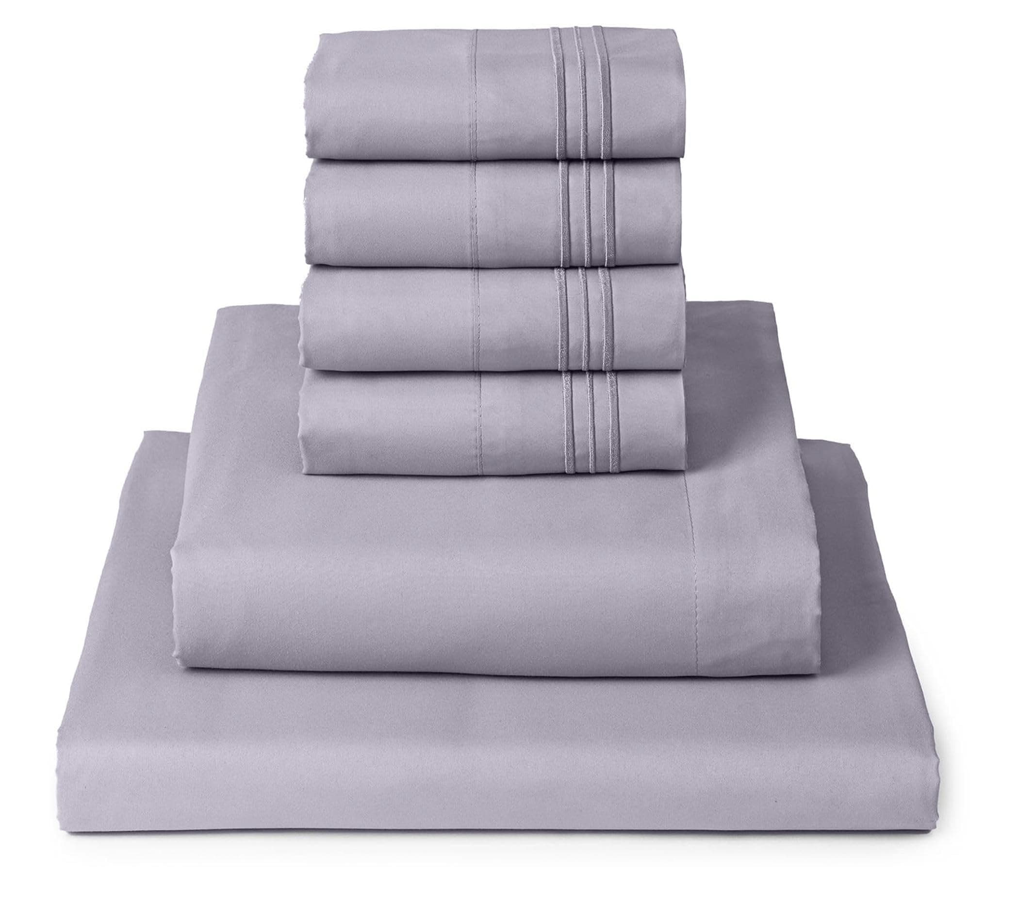 Mellanni Queen Sheet Set - 6 Piece Iconic Collection Bedding Sheets & Pillowcases - Hotel Luxury, Ultra Soft, Cooling Bed Sheets - Deep Pocket up to 16" - 6 PC (Queen, Lavender w/Extra Pillow Cases)
