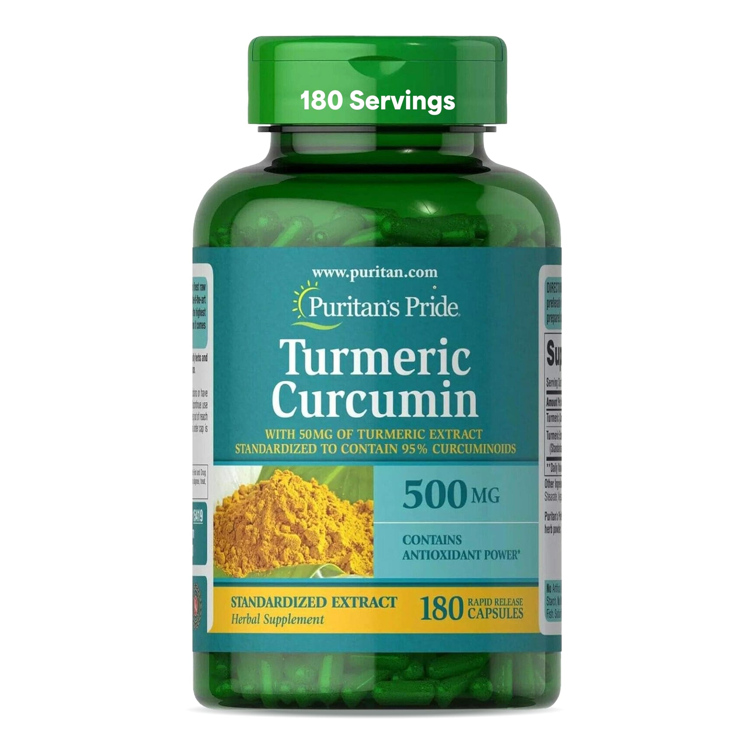 Puritan's Pride Turmeric Curcumin 500 mg-180 Capsules