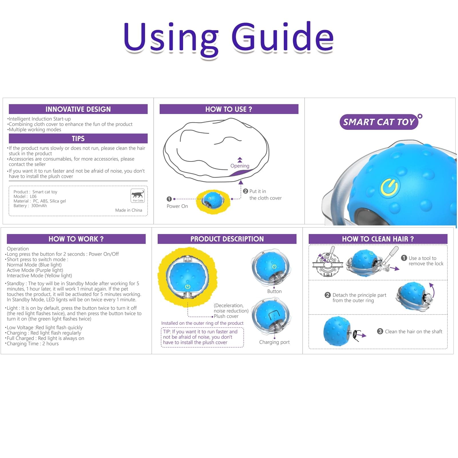 Giociv Interactive Cat Toys Ball Fast Rolling in Pouch, Motion Activate Chirp...