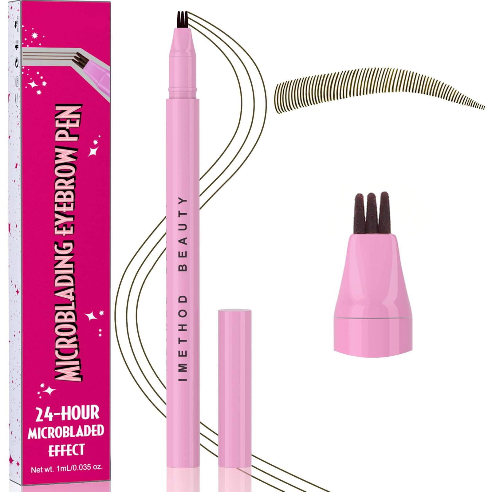 iMethodMicroblading Eyebrow Pencil - Eyebrow Pen with 3-Prong Micro-Fork-Tip Applicator, Creates Natural-Looking Brows, Stay on All Day, Brow Pencil Black Brown