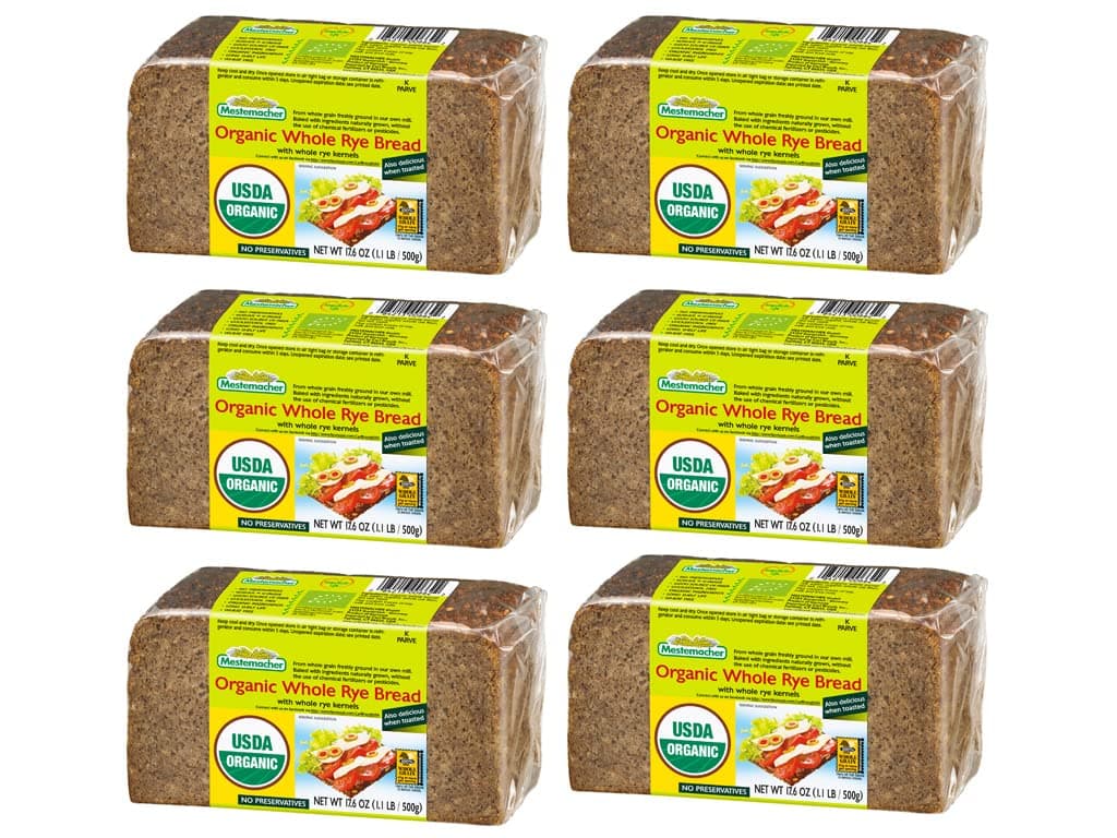 Whole Grain Bread (Organic Whole Rye, 17.6 oz, pack of 6)
