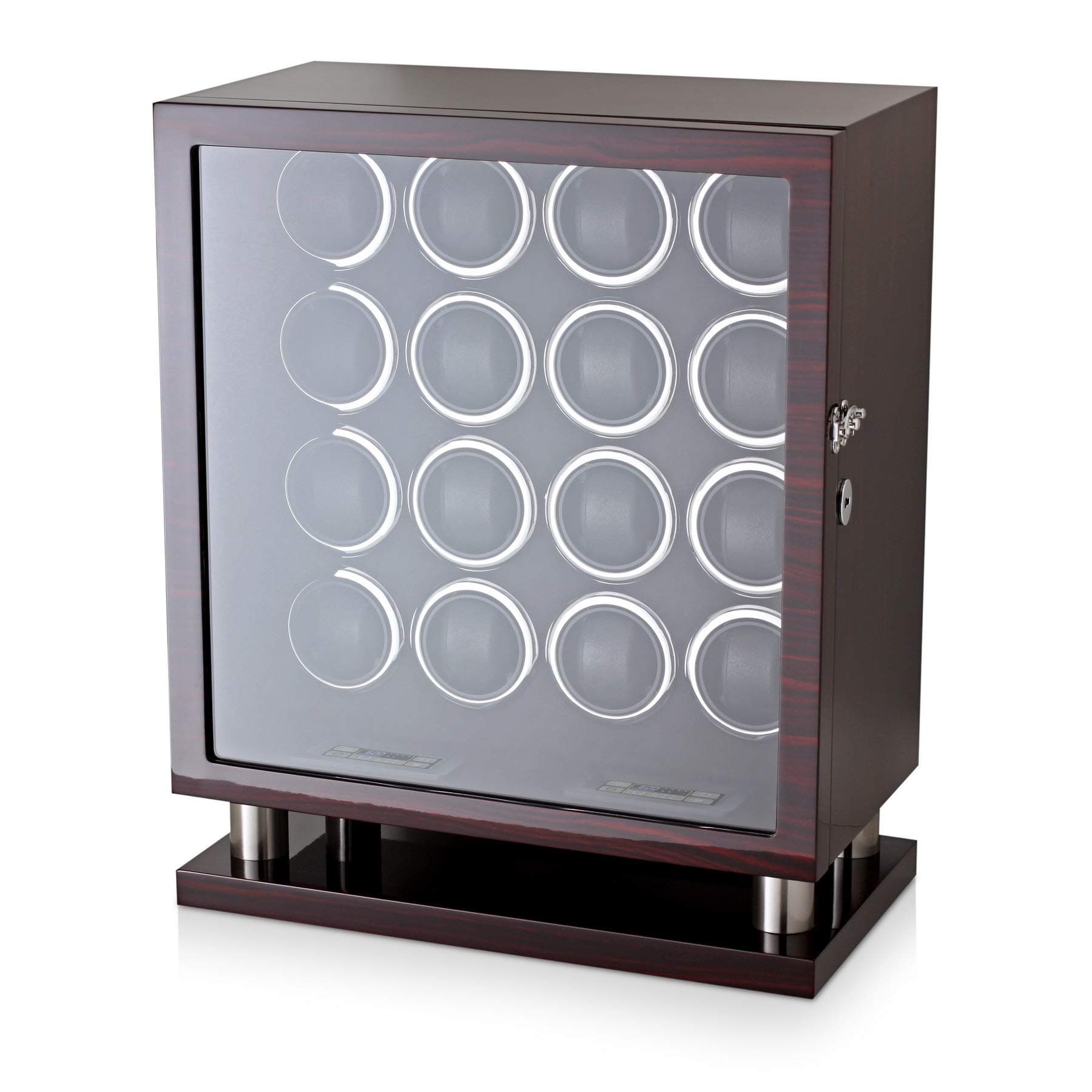 Watch Winder for 16 Automatic Watches with LED Backlight and LCD Touchscreen Control (Ebony + Black)