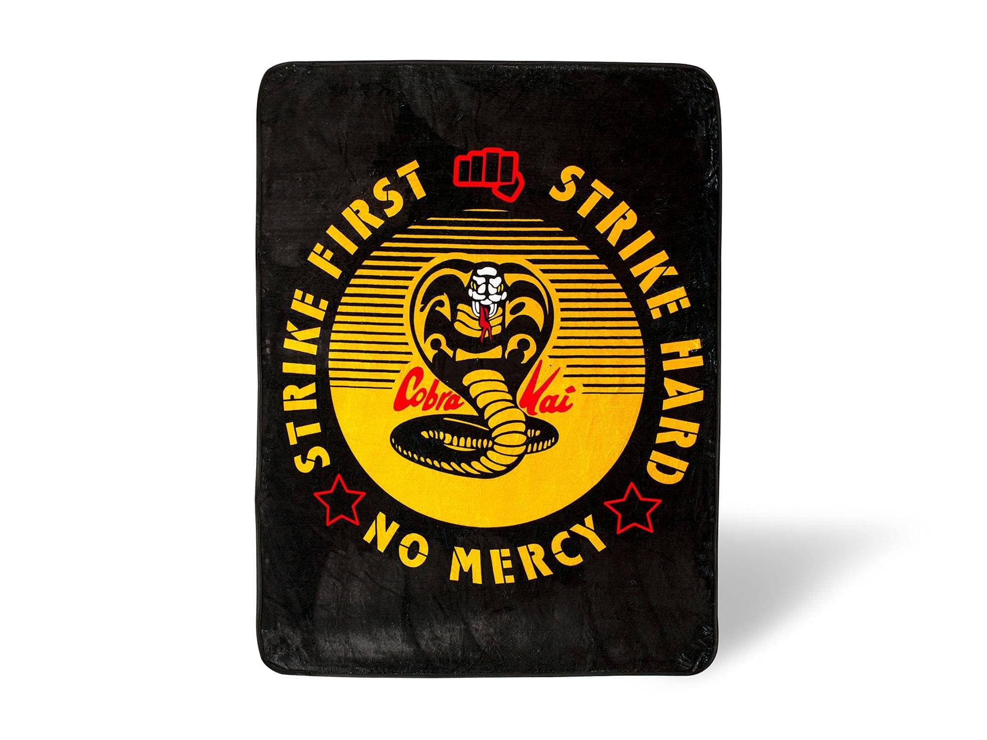 Cobra Kai "Strike First" Oversized Plush Throw Blanket | Cozy Sherpa Cover For Sofa, Bed | Super Soft Fleece Blanket | Official Karate Kid Collectible | 45 x 60 Inches