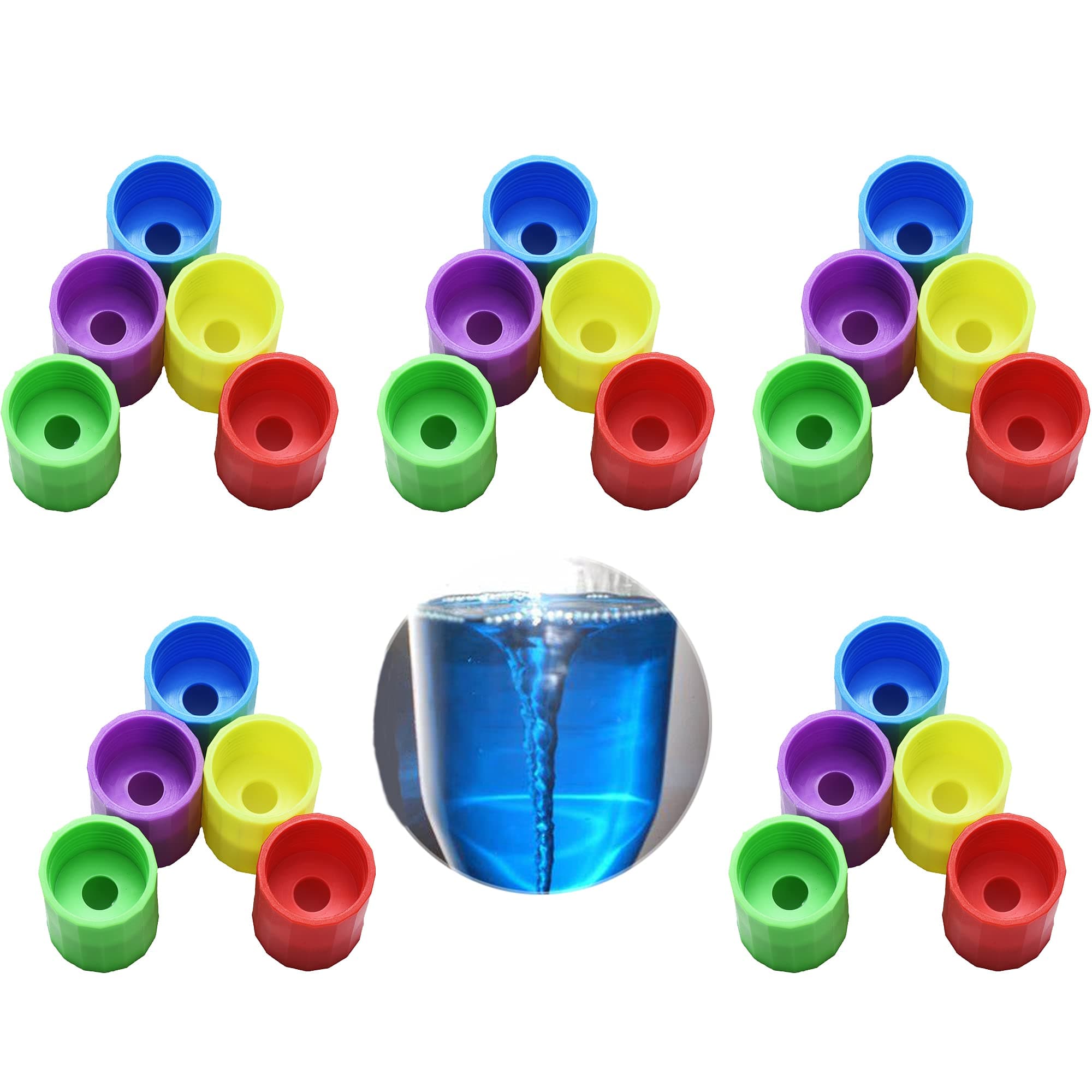 25 Pieces Tornadoes in A Bottle, Plastic Tornado Bottle Connector Cyclone Tube Vortex Connector for Scientific Experiment, 5 Colors