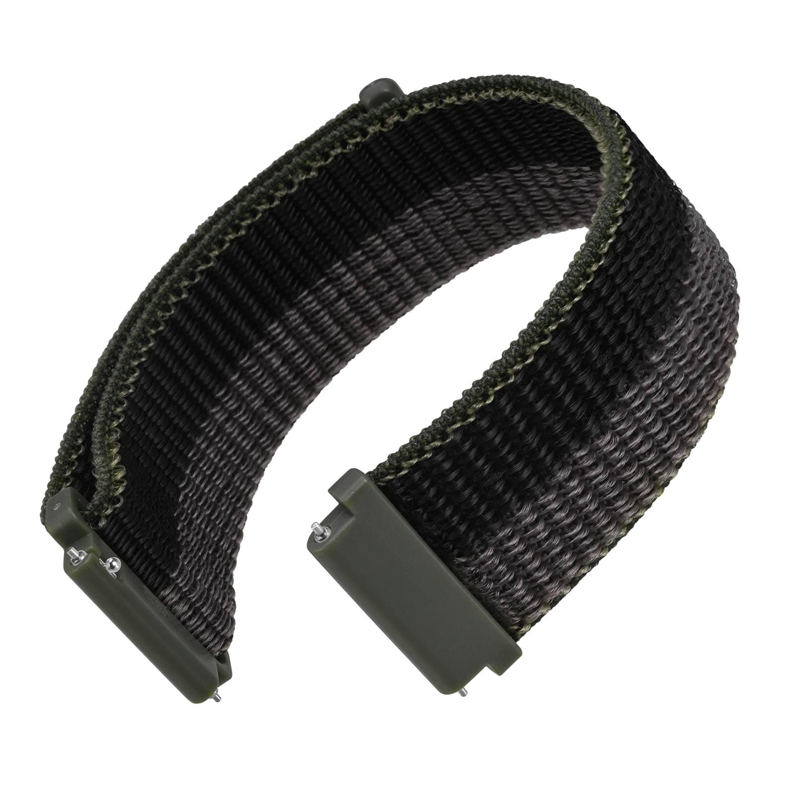 WOCCI 20mm Adjustable Nylon Watch Band, Quick Release Sport Loop Strap (Black/Grey)