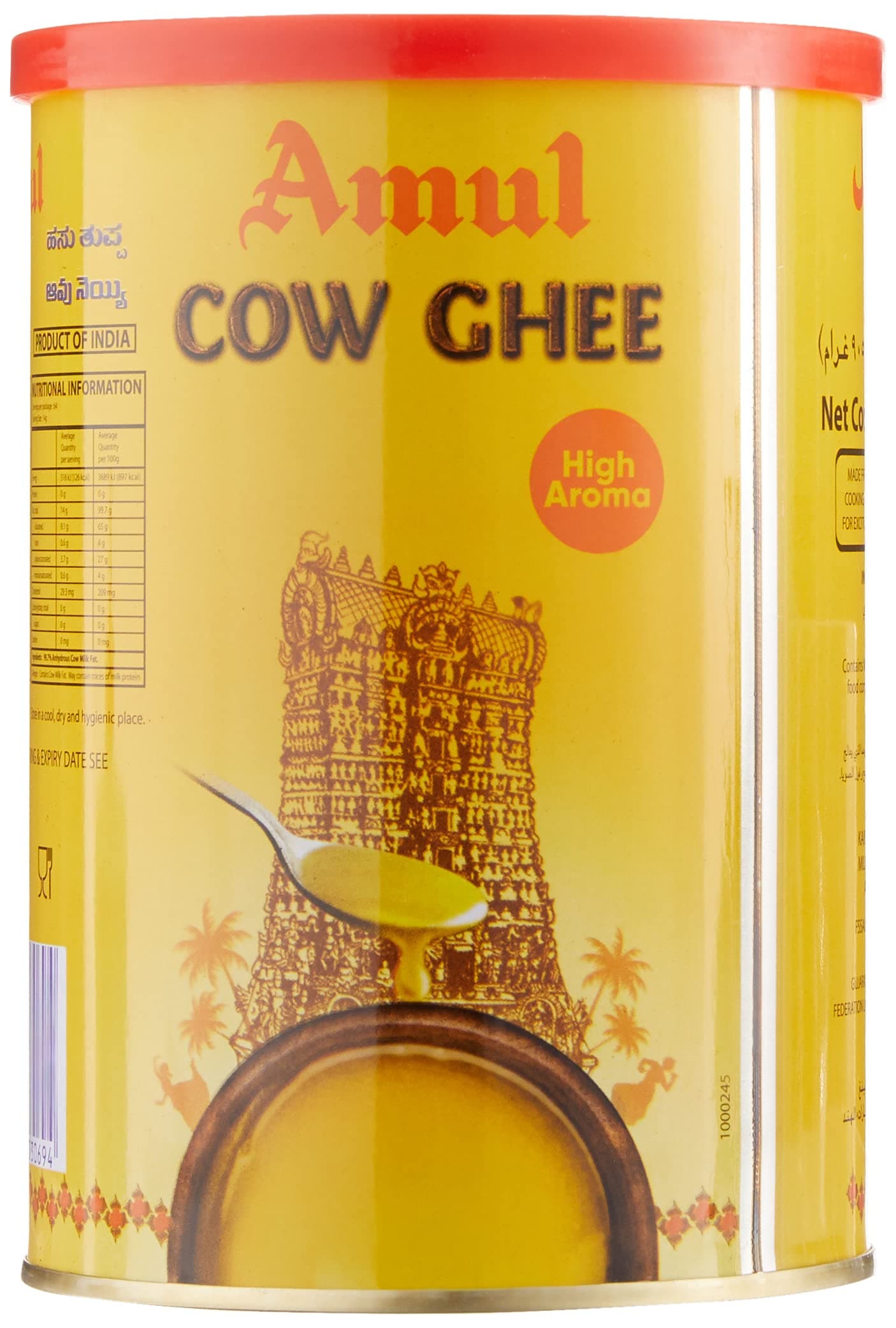 Cow Ghee High Aroma • Clarified Butter Desi Ghee, 33.81 fl oz ℮ 905 g ℮ 1 L سمن أمول البقري عالي النكهة • سمن بلدي مصفى