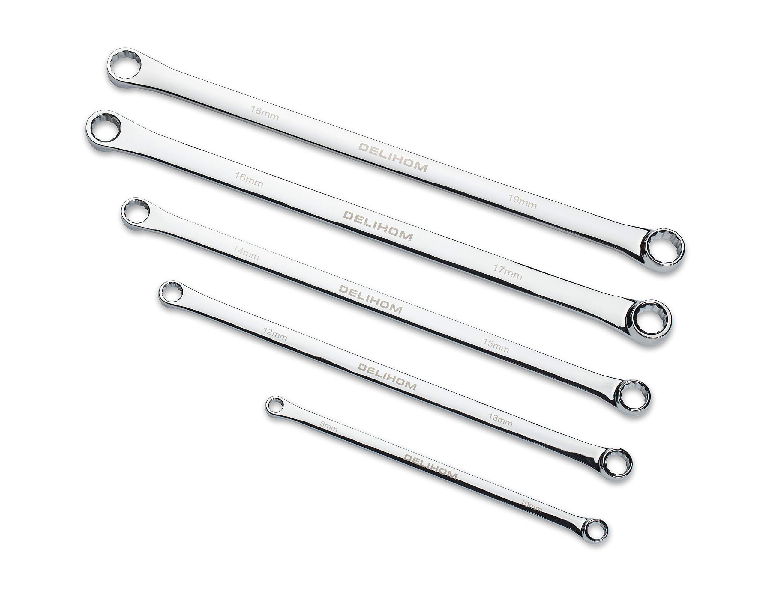 Extra Long Wrench Set, Long Wrenches Set Long Double Box End Wrench Set Aviation Wrenches Strong Power Less Effort | Metric 8mm-19mm