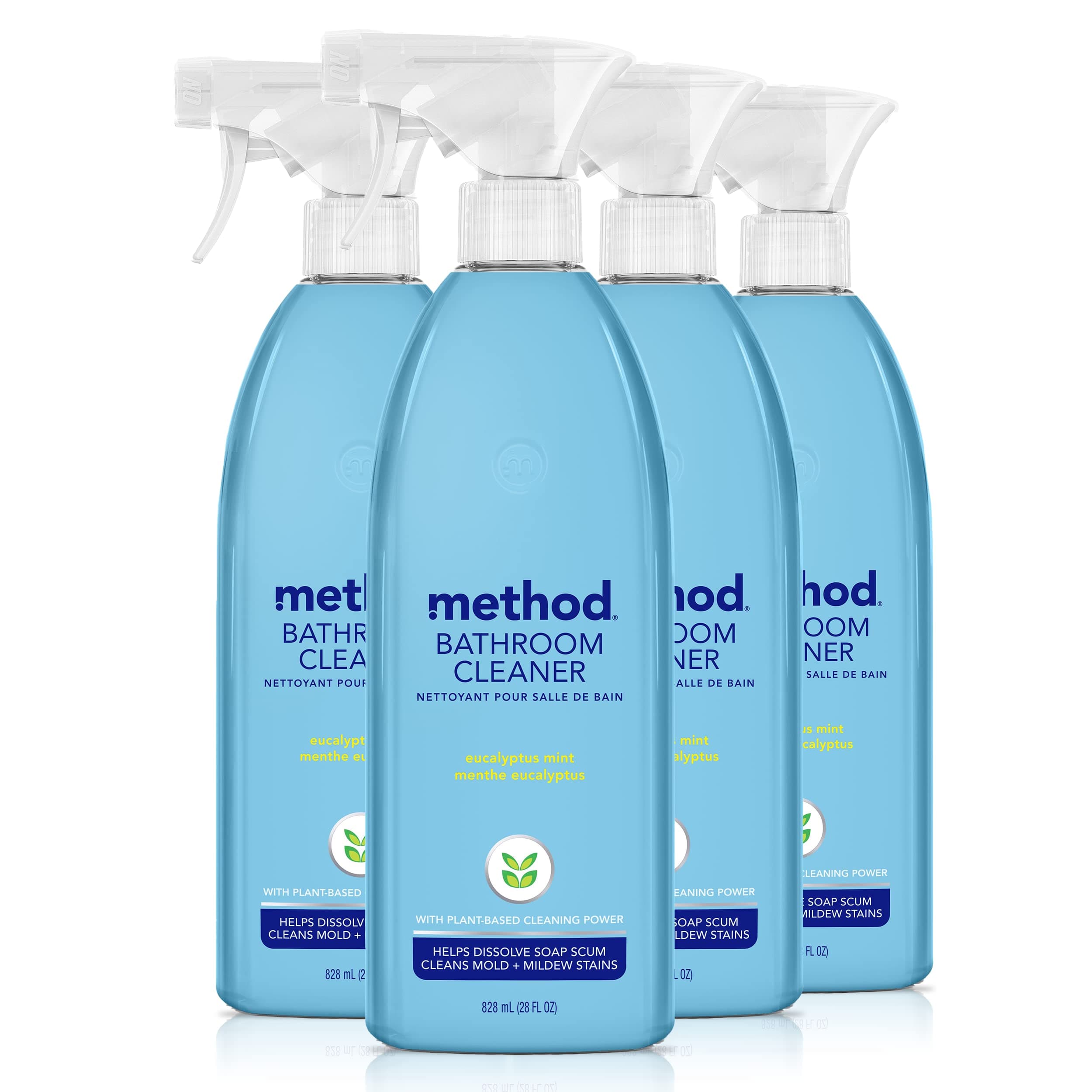 Bathroom Cleaner, Removes Mold + Mildew Stains, Eucalyptus Mint, 28 Fl Oz (Pack of 4)