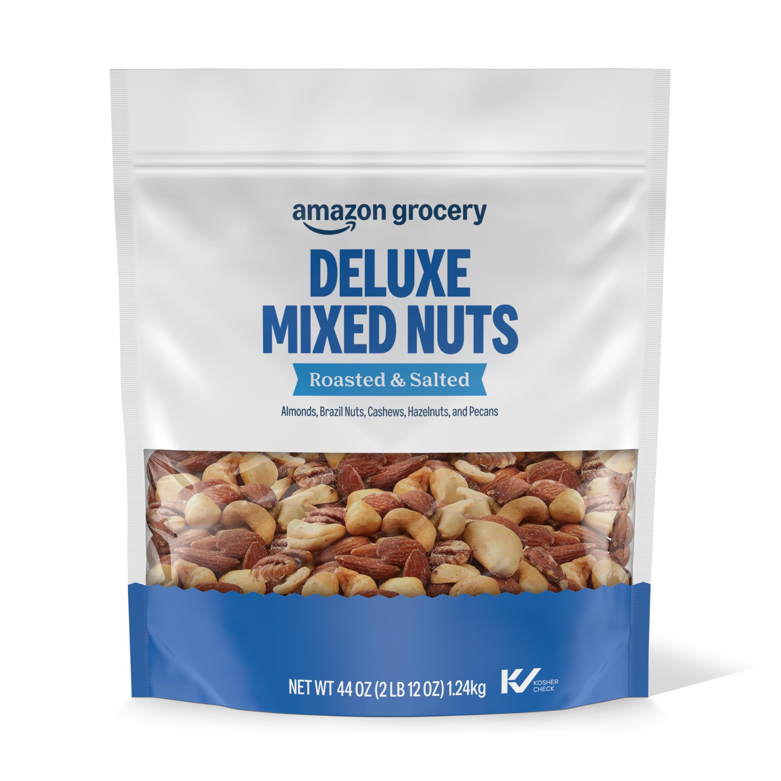 Amazon Grocery, Deluxe Mixed Nuts, Roasted & Salted, 44 Oz (Previously Happy Belly, Packaging May Vary)