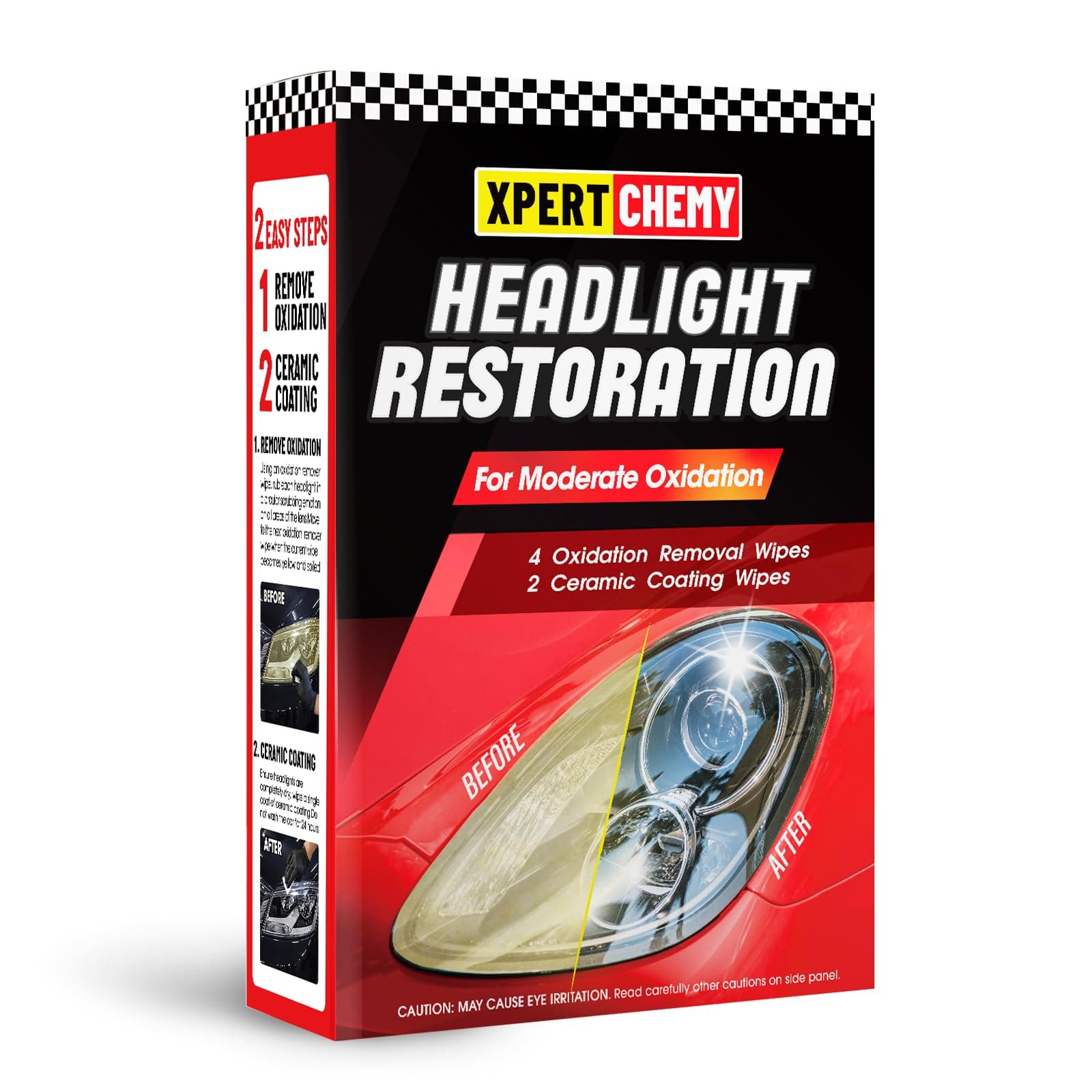 Headlight Restorer Kit,Fast-2 Step Process Headlight Restoration Kit for Removing The Moderate Yellowing, Haziness, and Oxidation.It Provides with The Best Protection 18 Months.