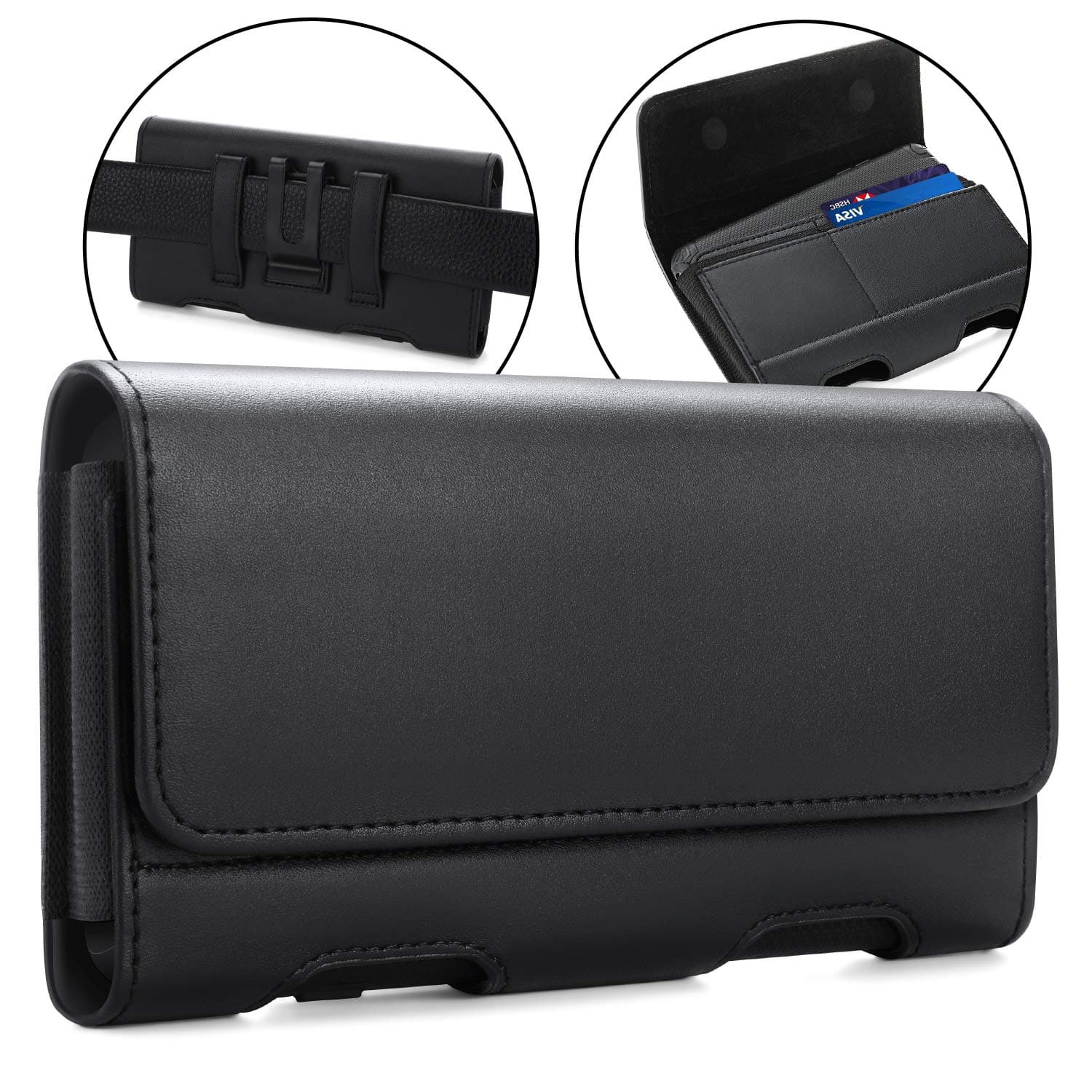 BECPLT for Samsung Galaxy S24+ S23+ S22+ 5G S23 FE 5G S21 FE 5G Holster Case, Galaxy S21+ 5G Leather Pouch Holster Case with Belt Clip Loops for Samsung Galaxy S20+ 5G S20 Plus S10 Plus S9 Plus -Black