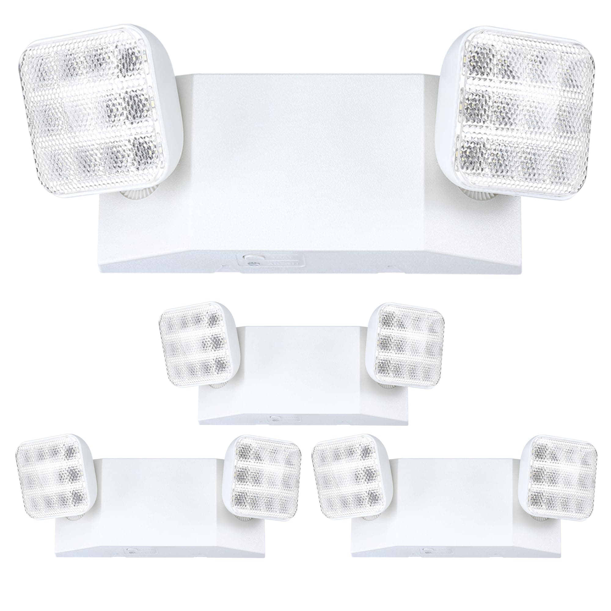 GRUENLICH LED Emergency Light, Exit Lighting Fixtures with Two LED Heads and Back-Up Batteries, UL 924 Qualified, 120/277 Voltage, 4-Pack