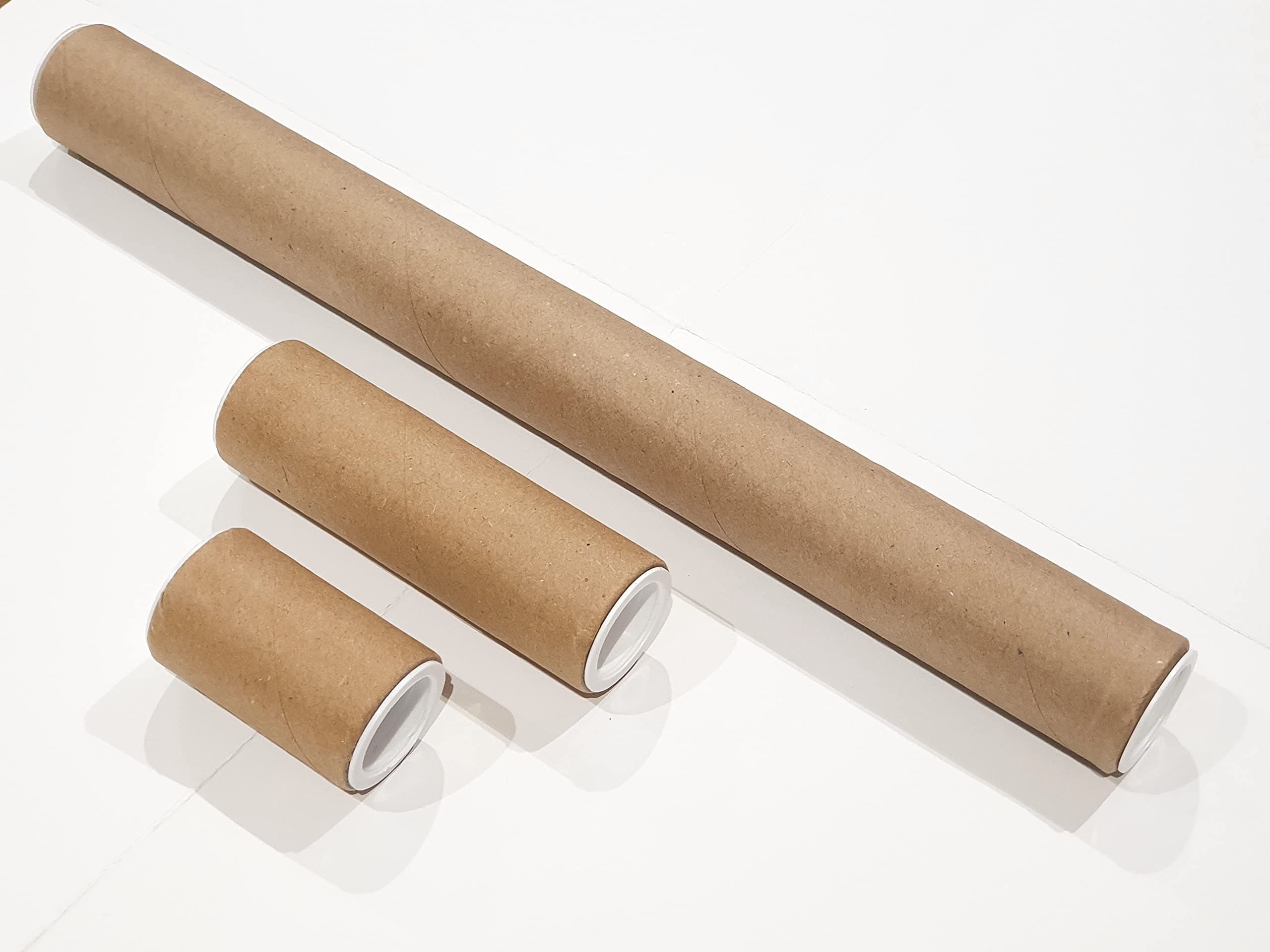 3 x Strong Cardboard Postal Tubes | 25mm Diameter | Pack of 3 Different Sizes | 300mm & 100mm & 50mm Long