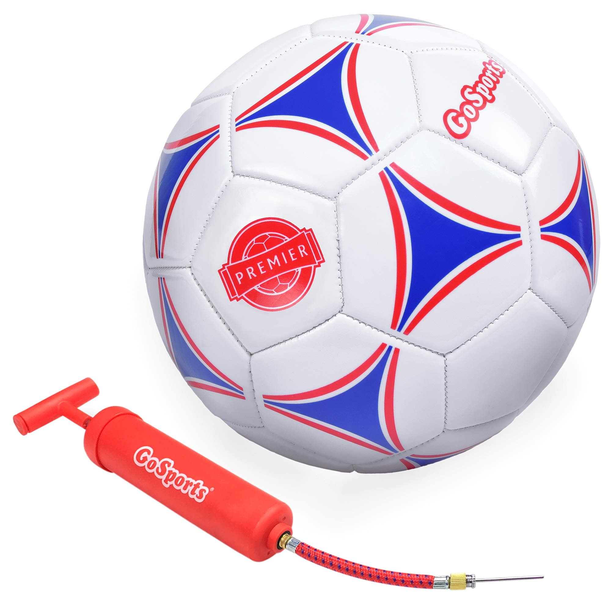 GoSports Premier Soccer Balls - Single or 6 Pack - Sizes 3, 4, 5, with Ball Pump