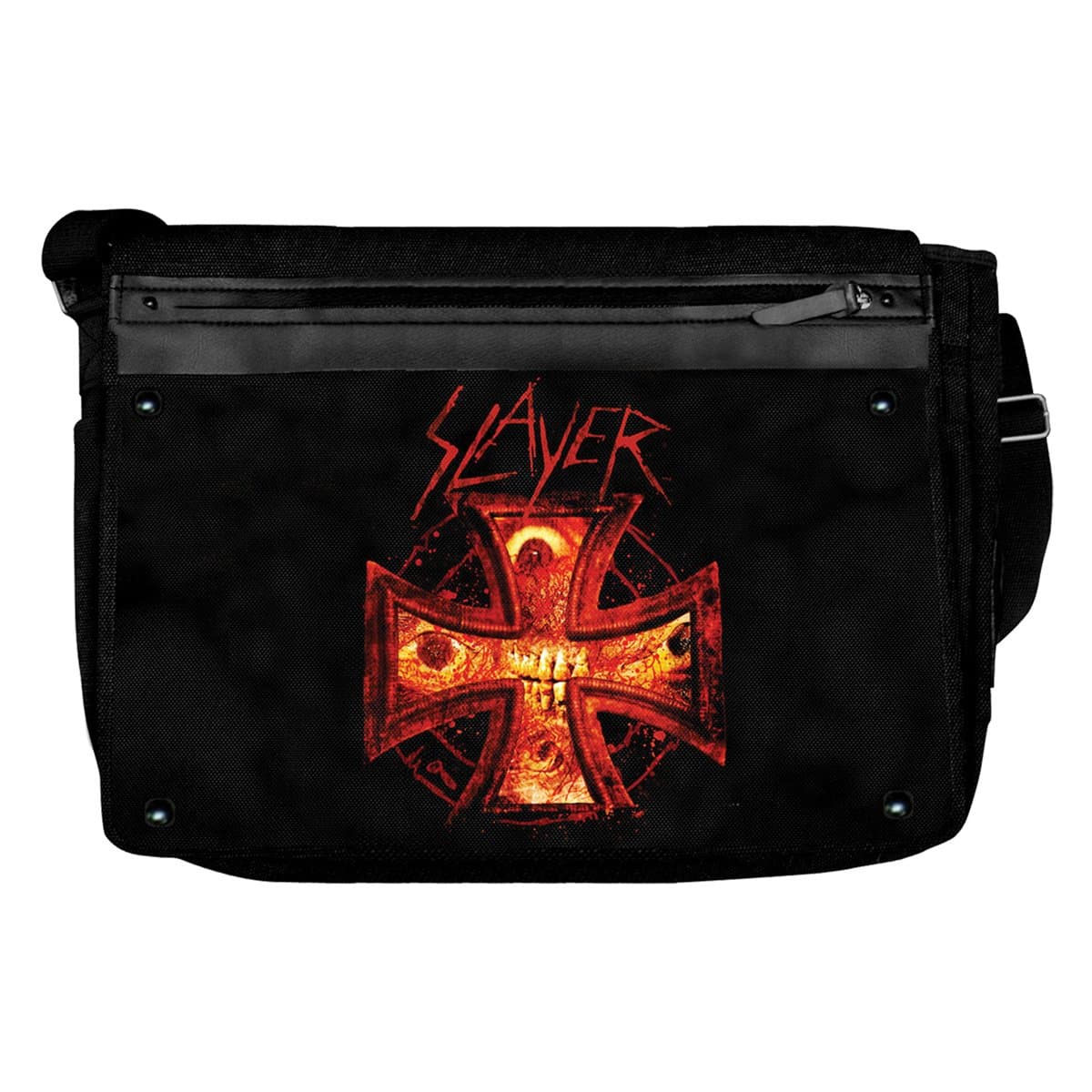 Slayer - Black Messenger Bag w/ Fire Cross