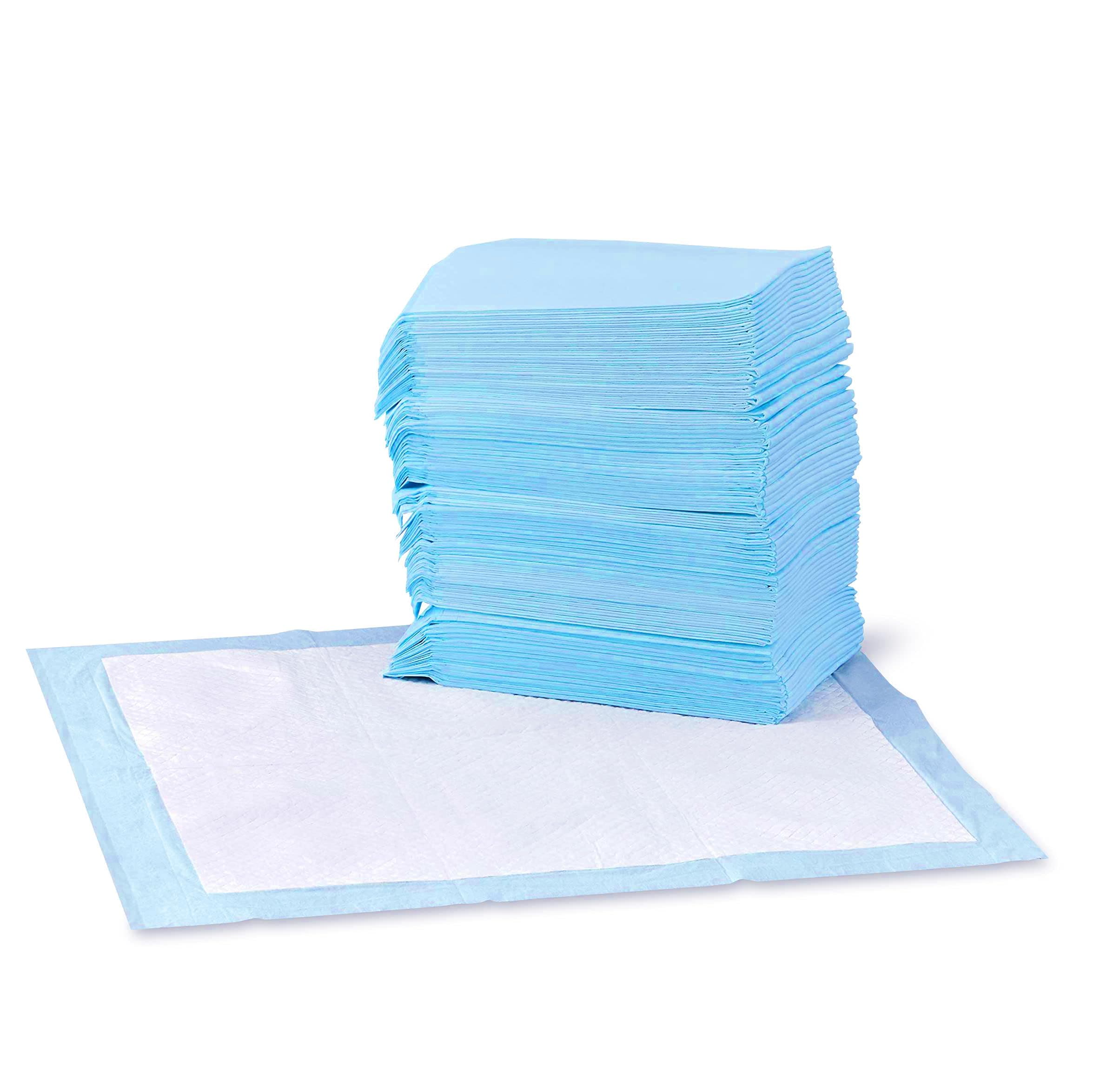 Amazon Basics Leak-Proof Dog and Puppy Potty Training Pee Pads with Quick-Dry 5-Layer Super Absorbent Design for Housebreaking, Regular Size 22x22", Blue & White, 150 Count
