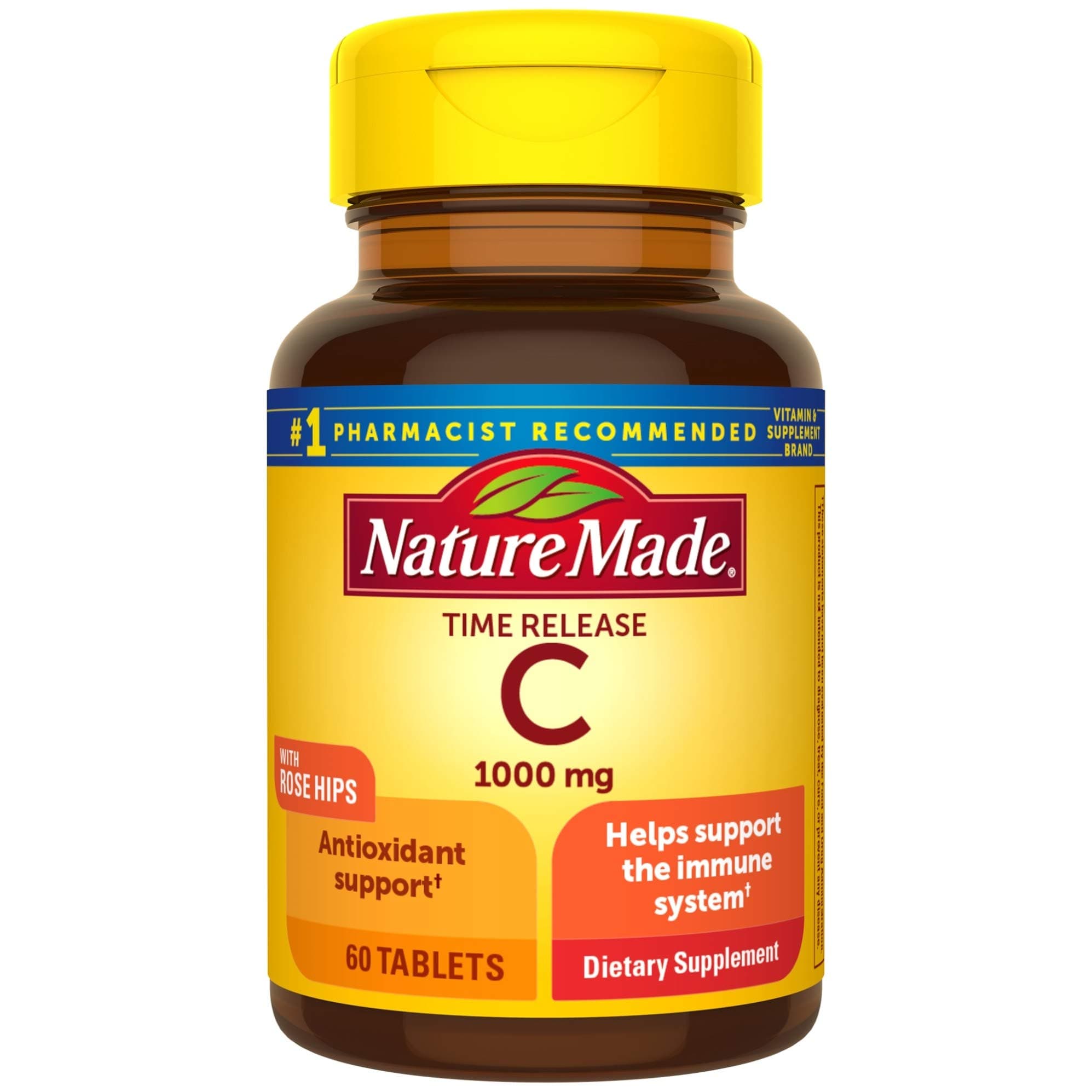 Nature Made Vitamin C 1000 mg Time Release Tablets with Rose Hips, 60 Count (Packaging May Vary)
