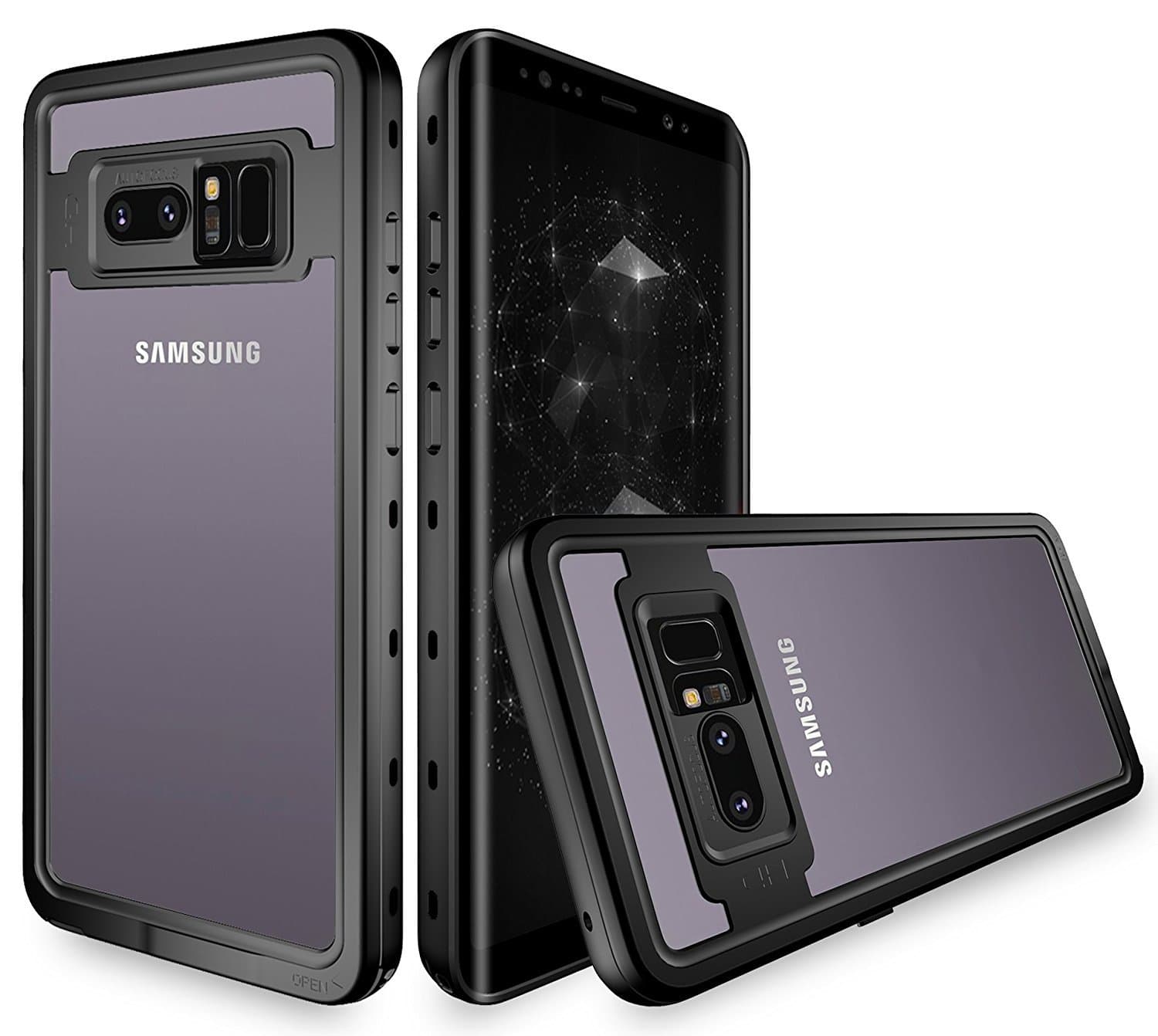 Galaxy Note 8 Waterproof Case,Underwater IP68 Certified Waterproof Dustproof Snowproof Shockproof Full-Body Protective with Transparent Back Cover Case for Samsung Galaxy Note 8 (Black)