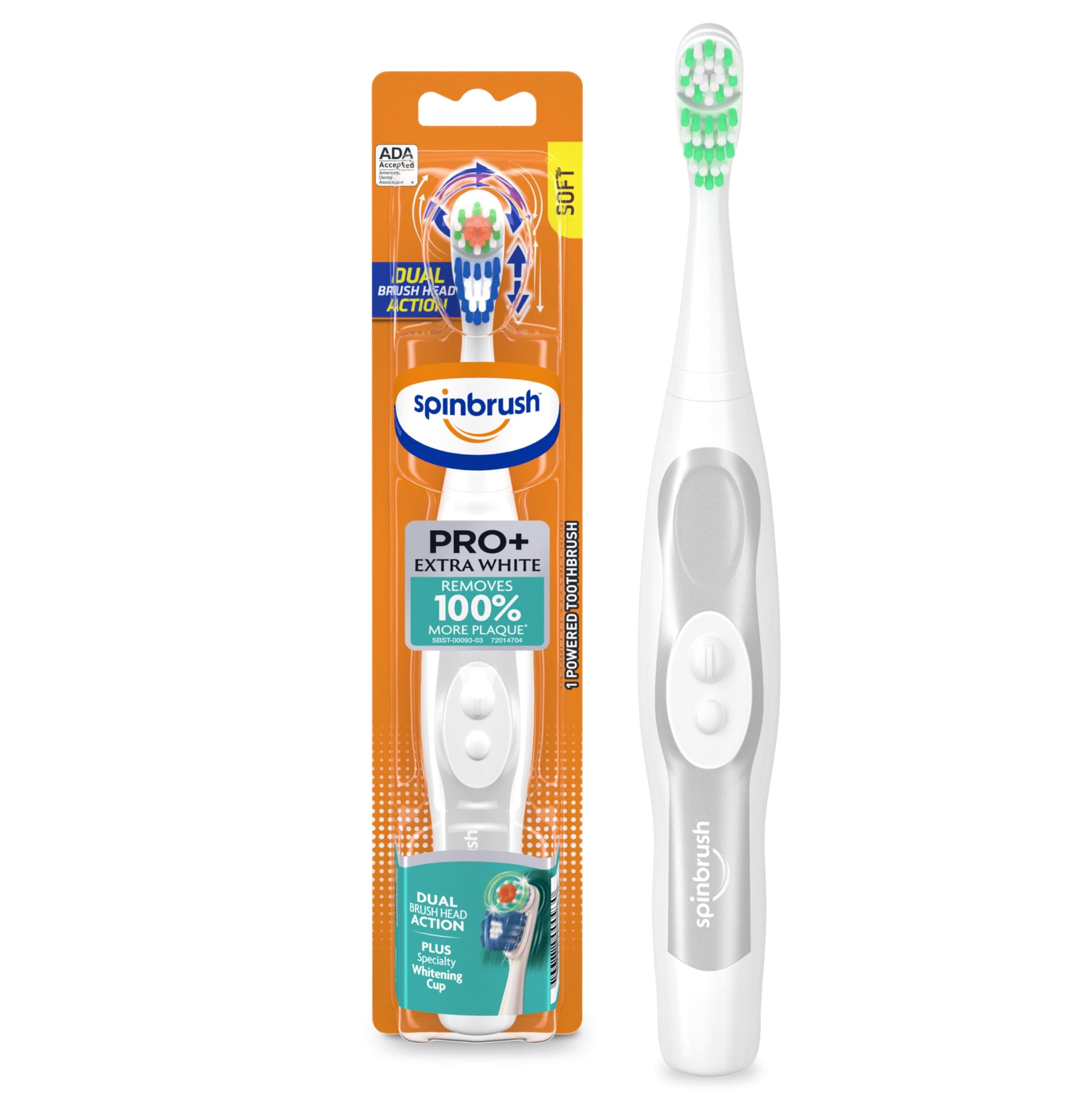 ARM & HAMMER Spinbrush PRO+ Extra White Powered Toothbrush, 1 Count