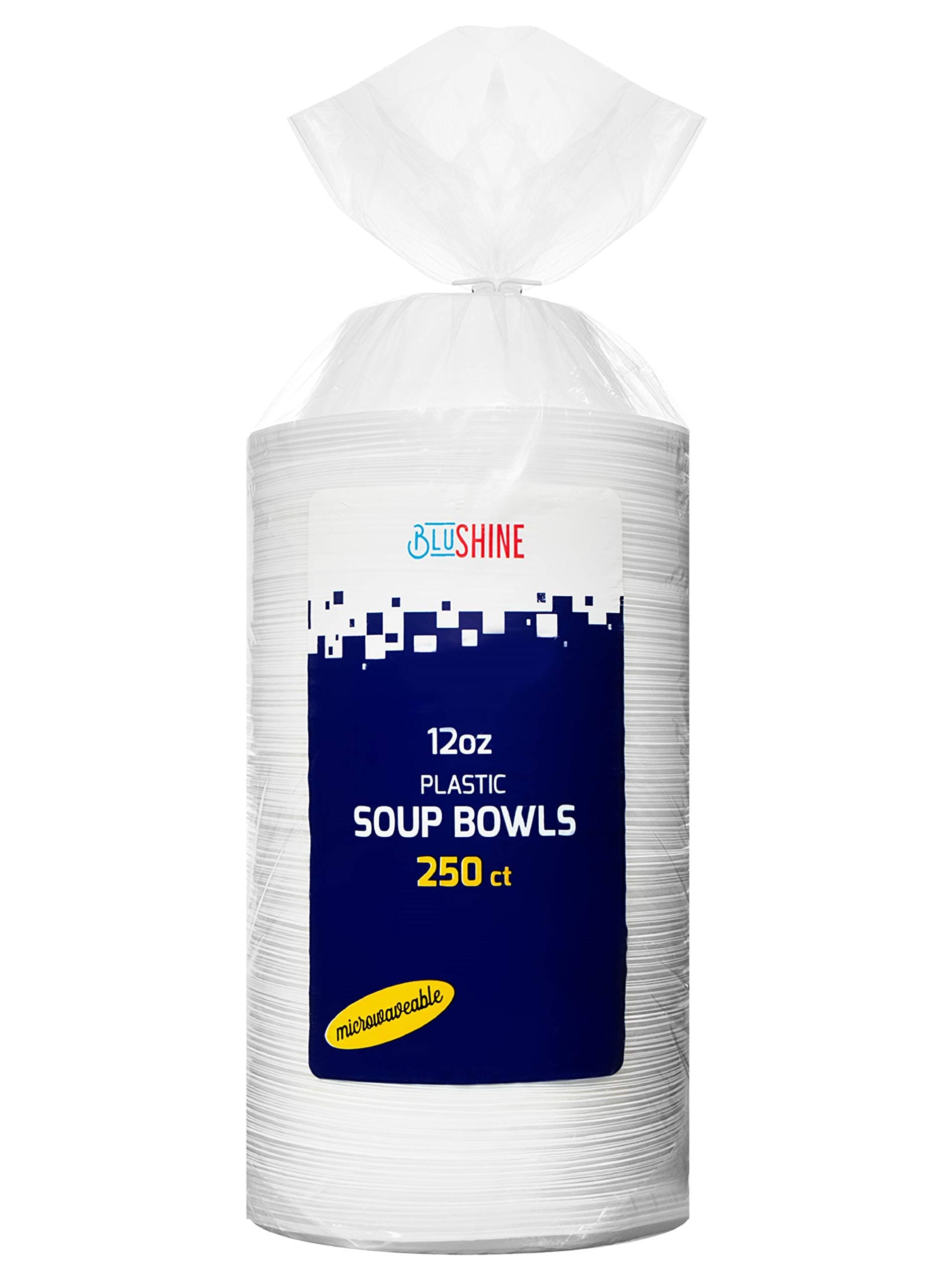 250 Pack – 12 Oz Disposable Plastic Soup Bowl Plates – Extremely Strong and Sturdy – Heat-Resistant and Soak-Proof - Does Not Melt or Cave in Microwave – Heavy Duty BPA-Free Plastic