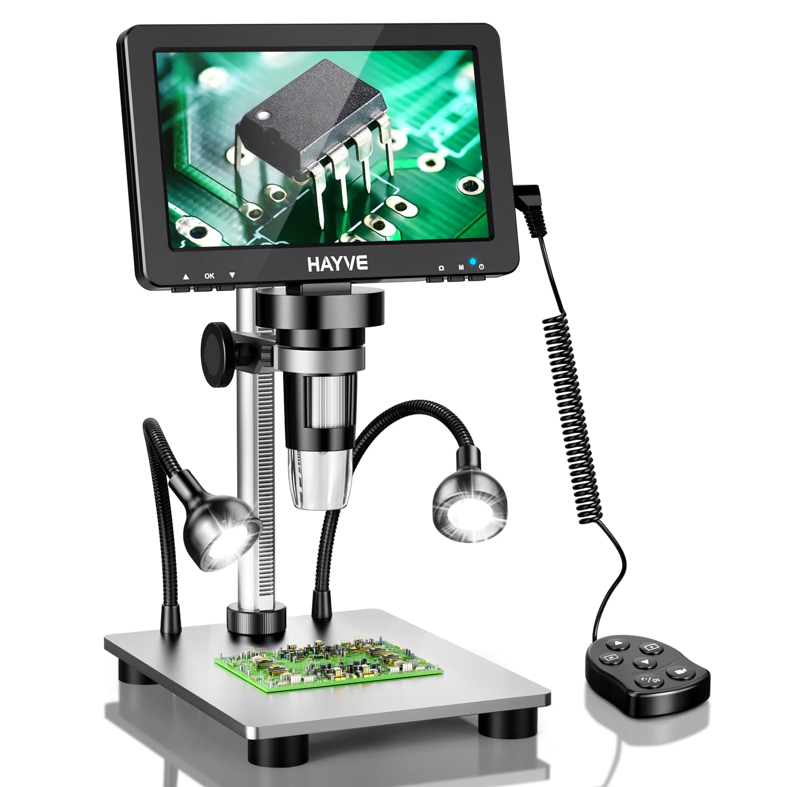 Hayve 7" LCD Digital Microscope, 1200X Magnification for Coin PCB Circuit Rep...