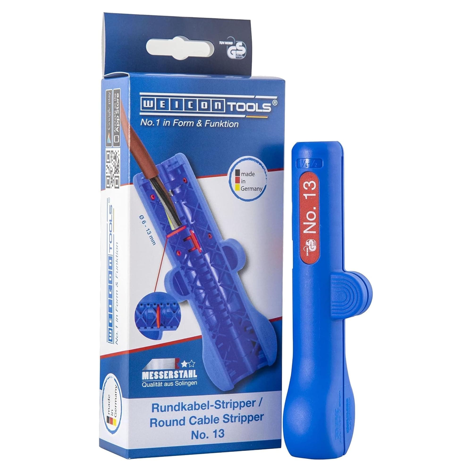 Round Cable Stripper No. 13 | Dismantler for and moisture-proof cables with a diameter of 6.0 - 13.0 mm. (e. g. NYM 3x1.5 to 5x2.5 mm²) Professional stripping tool