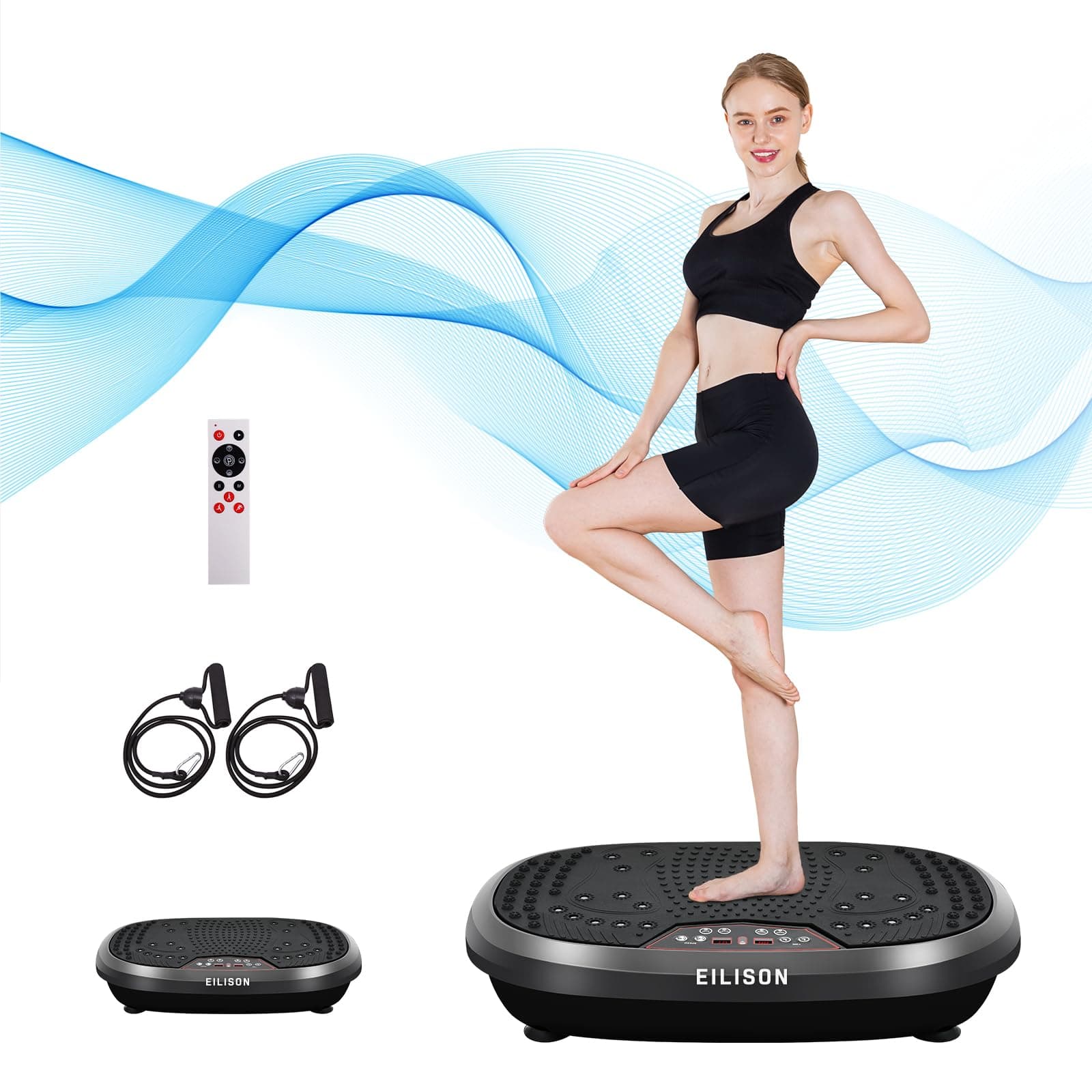 FitMaxx 3D XL Vibration Plate Exercise Machine - Whole Body Workout Vibration Platform w/Loop Bands - Lymphatic Drainage Machine for Weight Loss, Shaping, Wellness, Recovery