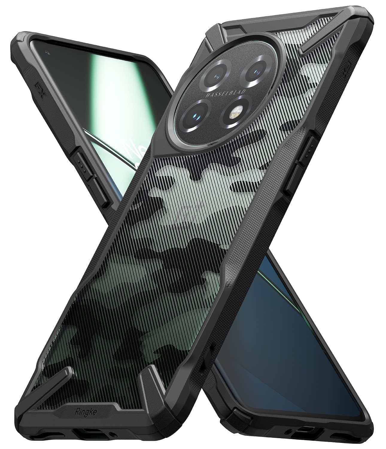 Ringke Fusion-X Compatible with OnePlus 11 5G Case Back Cover Military Camo Hard PC Back Soft TPU Bumper Scratch Resistant Shockproof Protection - Camo Black (Not for 11R)