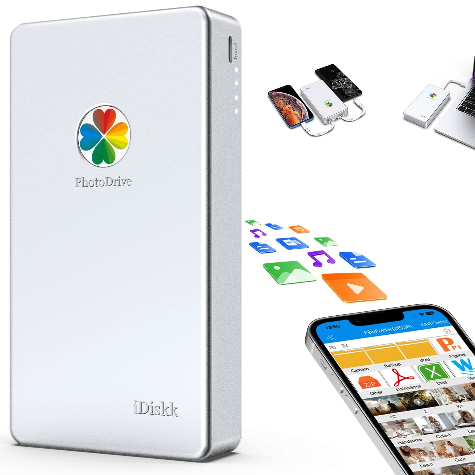 - 2TB App-le Certified External Hard Drive for iPhone 17 & iPad Android Mobile 2TB iPhone Hard Disk,MacBook and PC, Photo Stick to Backup Photos/Videos,Files for iPhone17/16/15/14