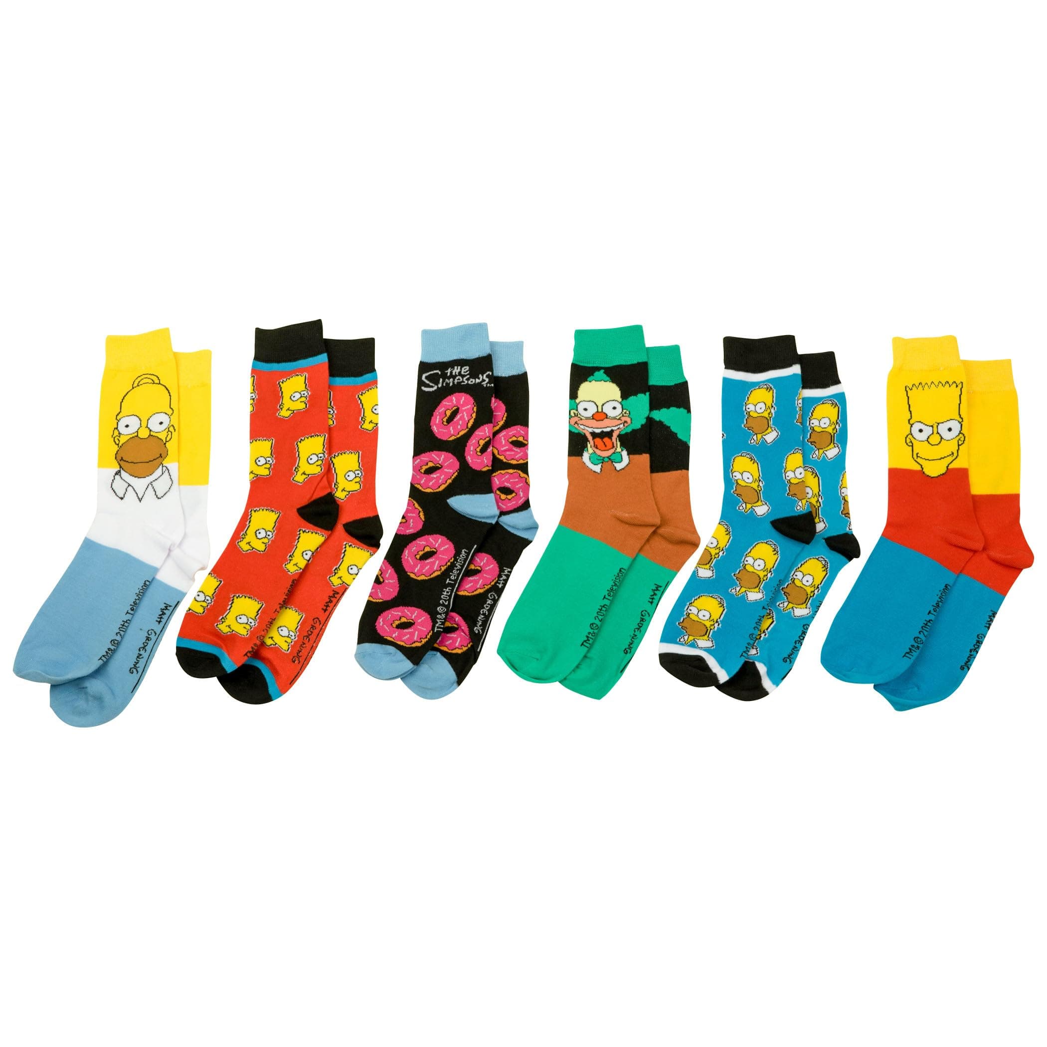 Hyp The Simpsons Casual Crew Socks, 6-Pack, Size 6-12