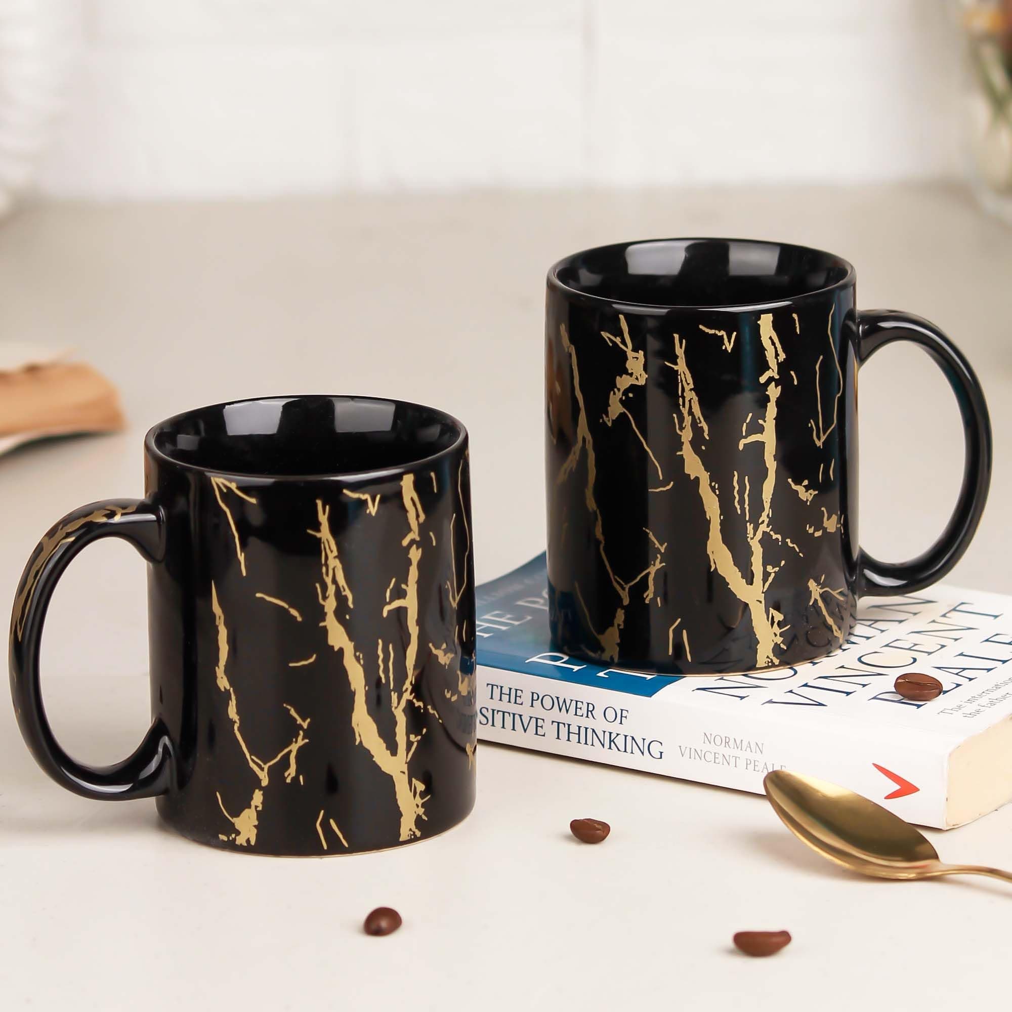 - The Earth Store 370ml Black Copper Pipe Mug, Handmade Ceramic Mug for Coffee, Tea, Microwave Safe Ceramic Coffee Mug for Every Occasion (Set of 2)