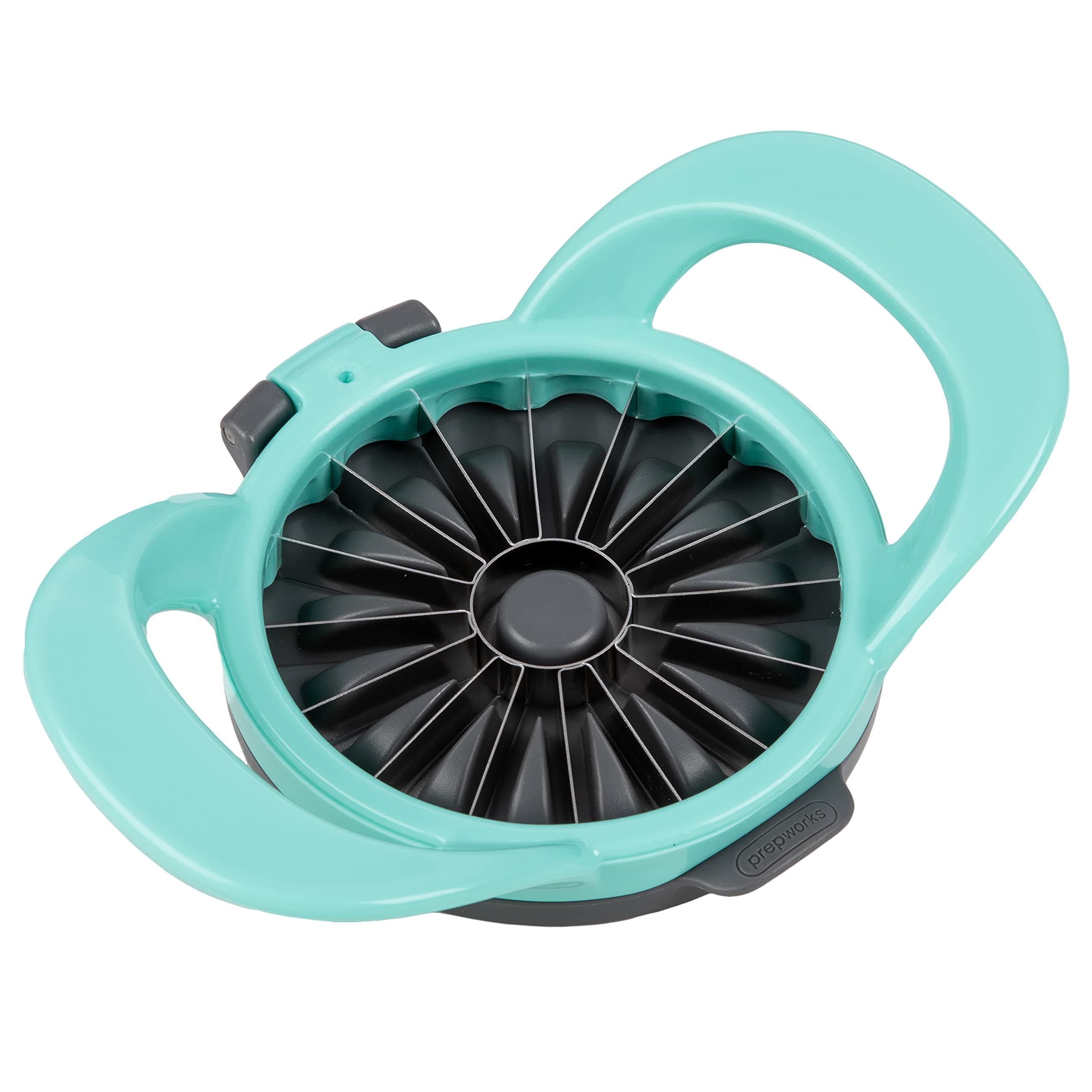 PrepWorks by Progressive Dishwasher Safe 16-Slice Thin Apple Slicer and Corer with Attached Safety Cover (Turquoise)