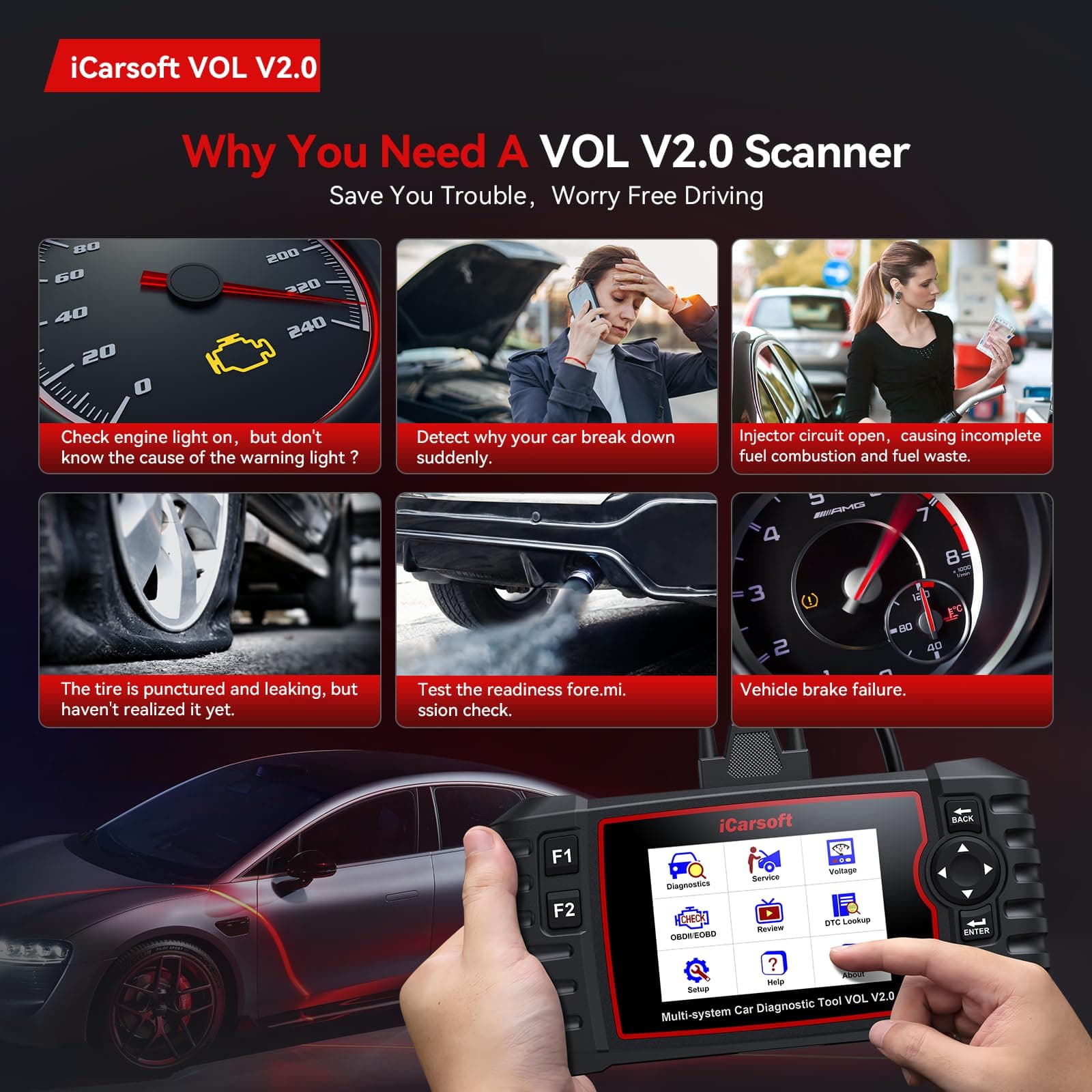 iCarsoft Vol V2.0 Universal Diagnostic Tool Professional and Powerful Vehicle Fault Diagnostic Tool for Volvo/SAAB