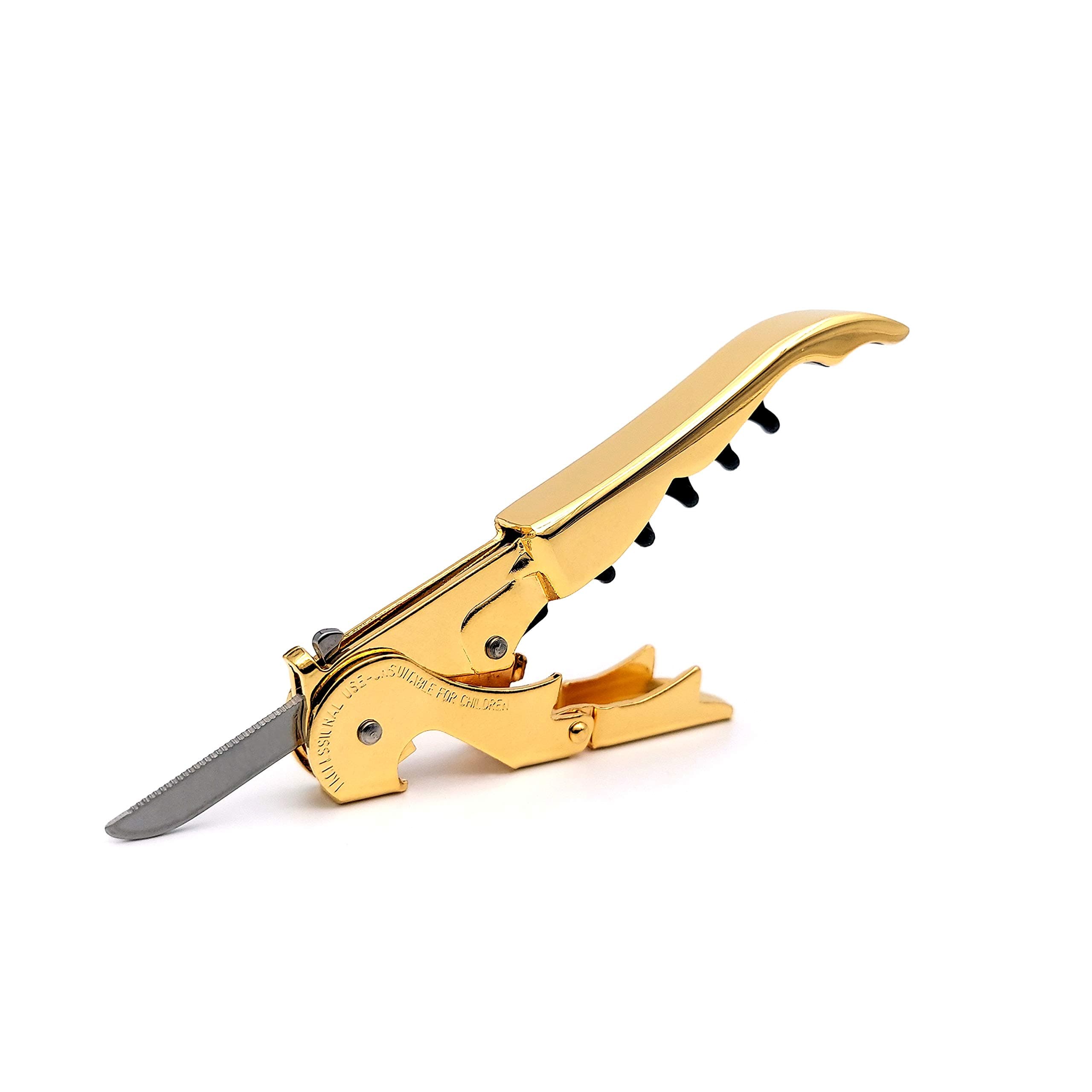 Genuine Slider 900 Waiter's Corkscrew – Double-Hinged Wine Key with Sliding Foil Cutter – Patented Design – Made in Spain – Oro (Gold 24K Full Gold)