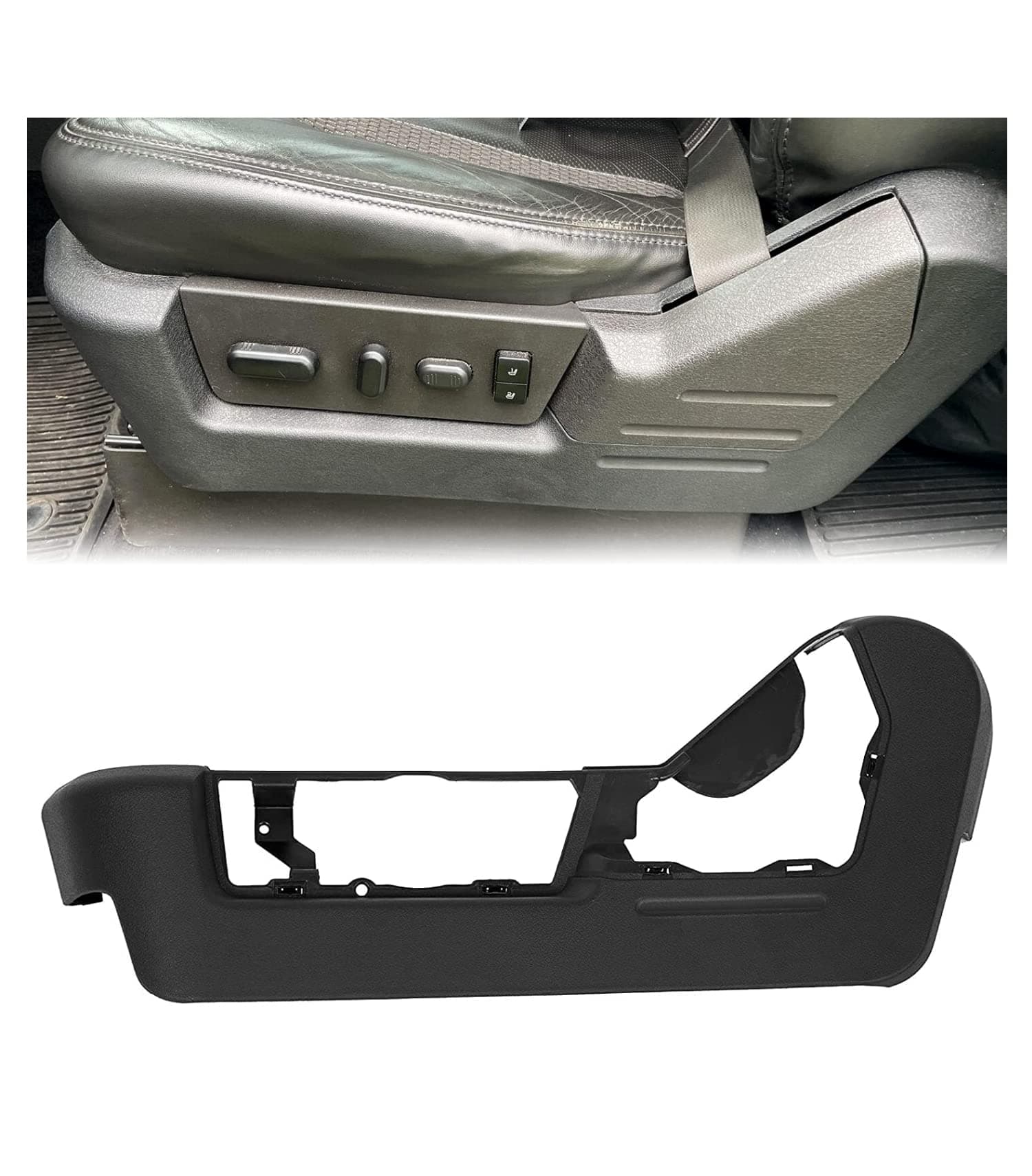 Front Drivers Side Seat Trim Panel Cover Bezel Compatible with 2009-2014 Ford F150 Lincoln Mark LT Replacement for 9L3Z-1662187-EA NOT Fit for Manually Adjusting & Super Cab Power Seats
