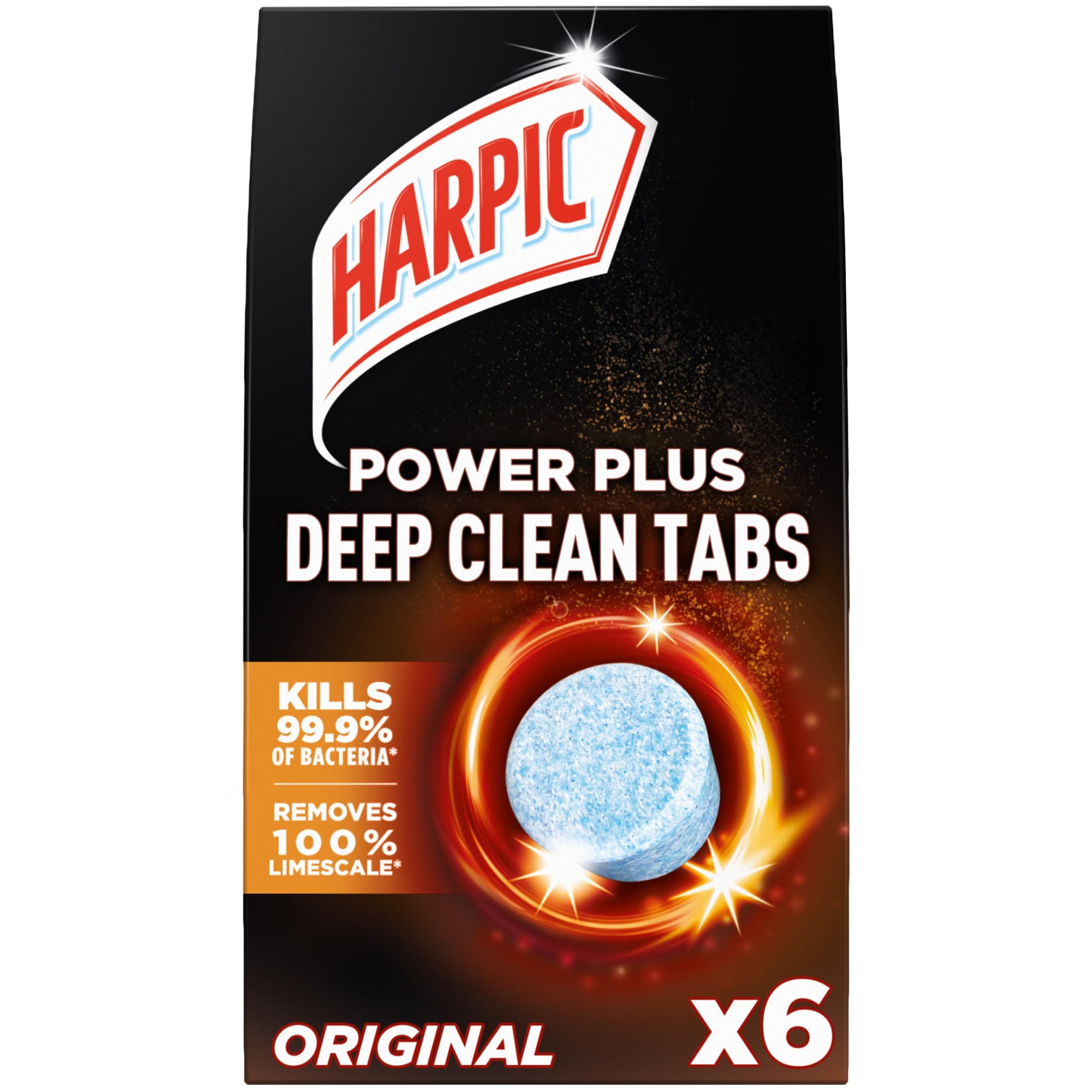 Harpic Power Plus Deep Cleaning Toilet Tablets, Original, 6 Tablets, Deep Clean Without Scrubbing, Removes 100% Limescale, Toilet Cleaner