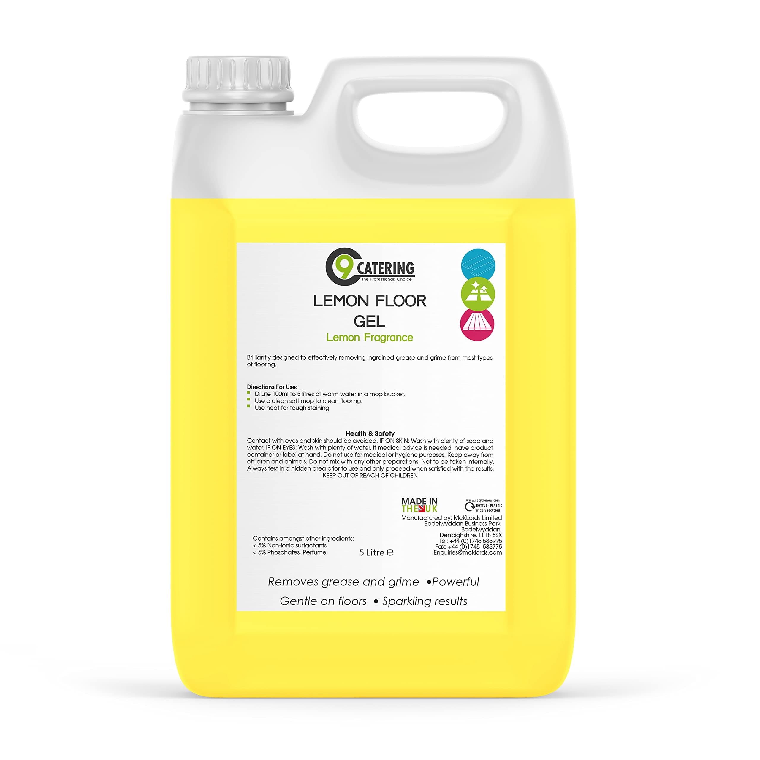 Lemon Floor Gel, Yellow, 5 Litre