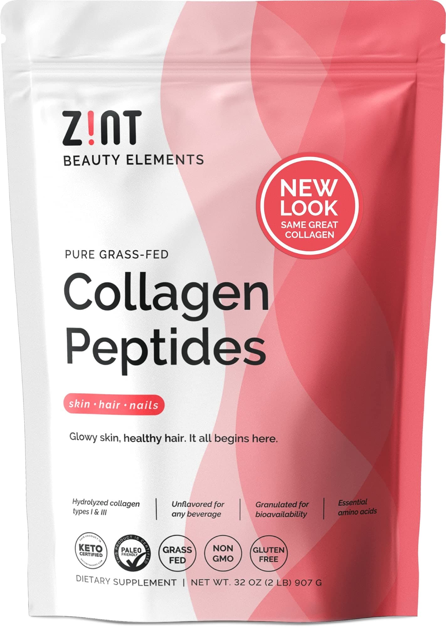 Collagen Peptides Powder (32 oz) | Grass-Fed, Hydrolyzed Type I & III | Supports Skin, Hair, Joints & Gut Health | Rich in Key Amino Acids | Paleo-Friendly, Keto, Non-GMO, Unflavored