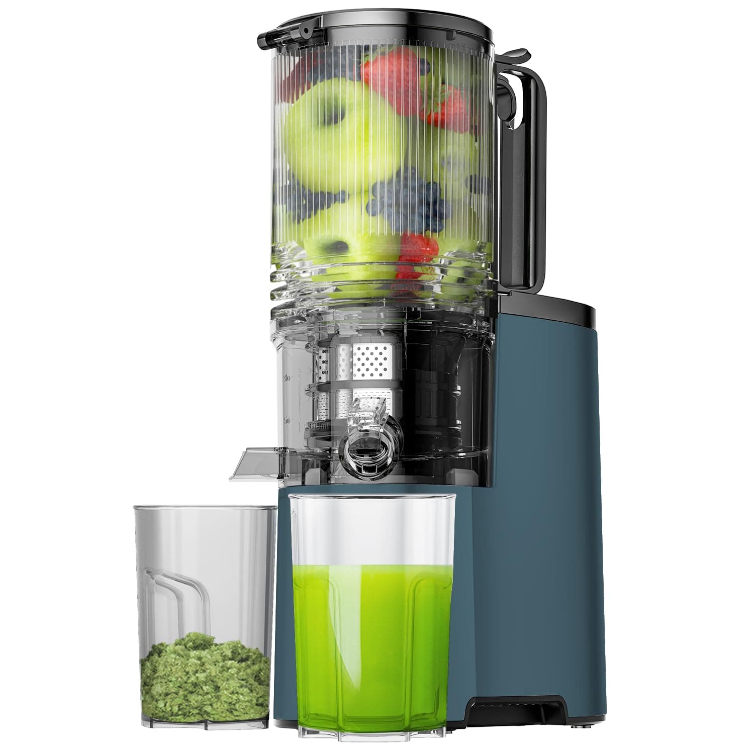 Cold Press Juicer, 5.8" Wide Feed Chute Juice Extractor Machine with 400W, High Juice Yield, Slow Masticating Juicer for Whole Vegetables & Fruits, Premium Silver