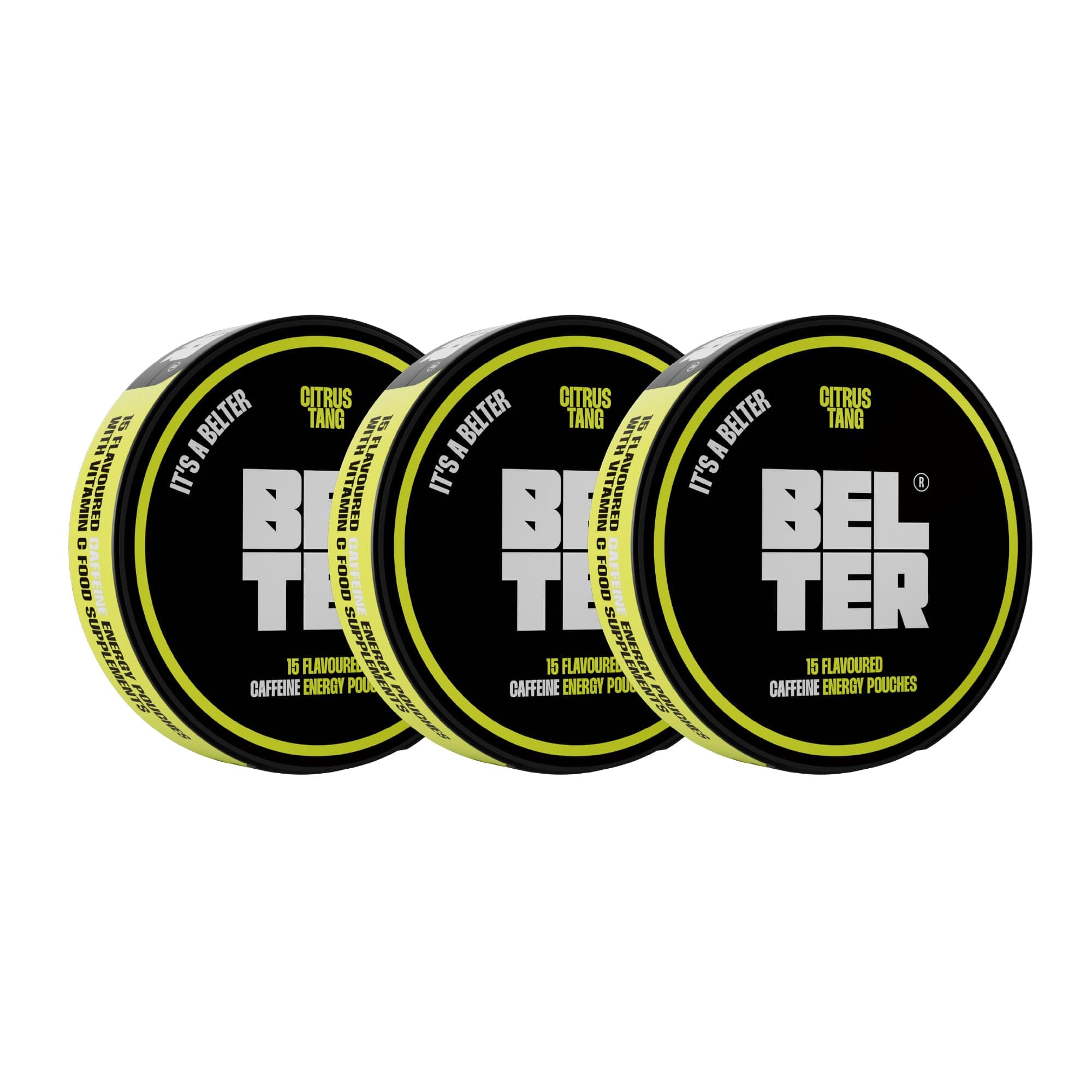 BELTER - Citrus Tang - Caffeine Pouches - Bundle Pack - 45 Count - Fast-Acting - Zero-Calorie Energy Boost - 80mg Caffeine Per Pouch - Sports, Gym, Gaming, & Work