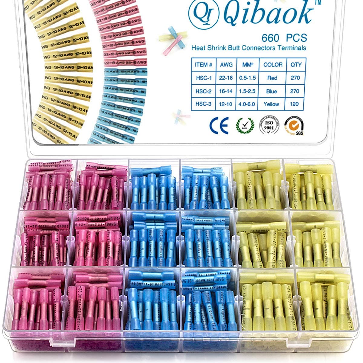 660 PCS Heat Shrink Butt Connectors
