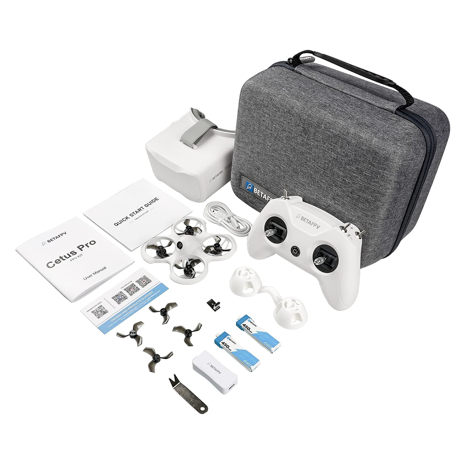 BETAFPV Cetus Pro FPV Kit with 3 Flight Modes Altitude Hold Emergency Landing Self Protection Turtle Mode, with LiteRadio 2 SE Transmitter VR02 Goggles Ready to Flight Easy for FPV Beginners
