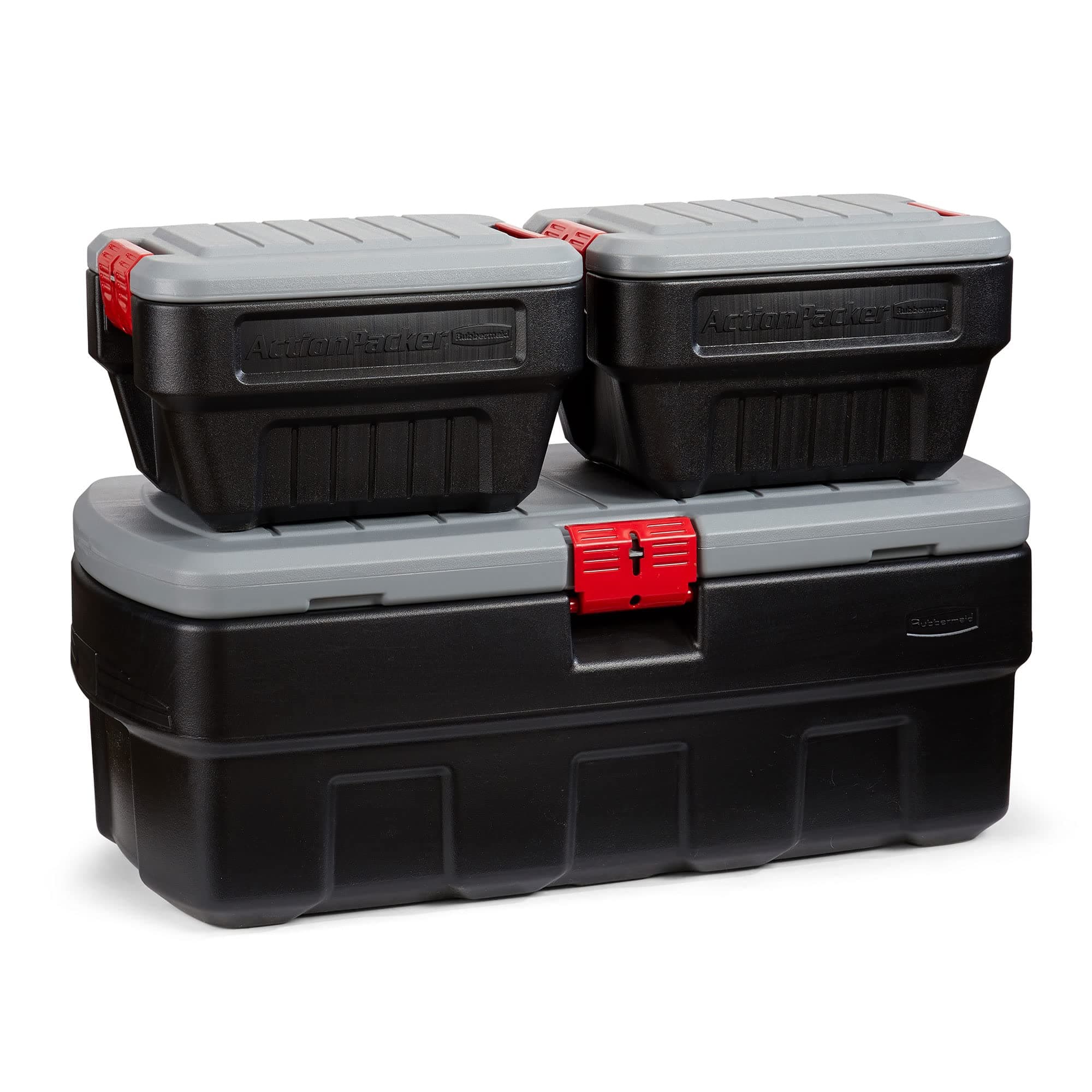 - Rubbermaid ActionPacker️ 48 Gal with 8 Gal Containers Nested, Lockable Storage Bins, Industrial, Rugged Storage Container Bundle with Lids